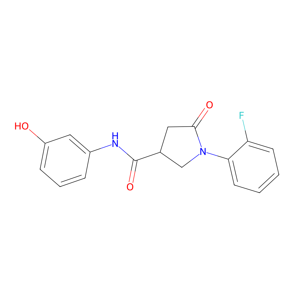 1-(2-fluorophenyl)-N-(3-hydroxyphenyl)-5-oxopyrrolidine-3-carboxamide molecular structure, CAS 1144497-75-5