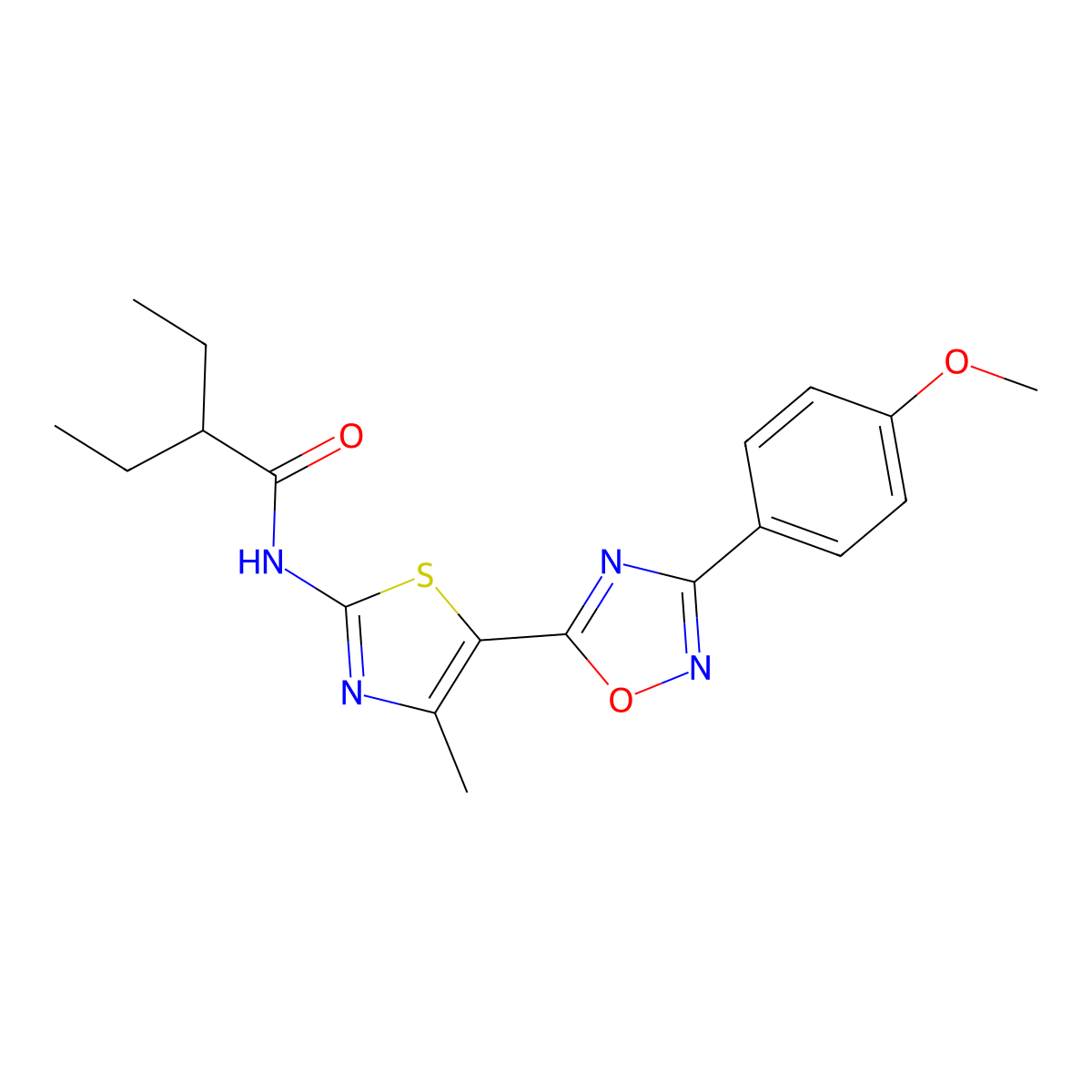 2-ethyl-N-[(2Z)-5-[3-(4-methoxyphenyl)-1,2,4-oxadiazol-5-yl]-4-methyl-1,3-thiazol-2(3H)-ylidene]butanamide molecular structure, CAS 1144497-78-8