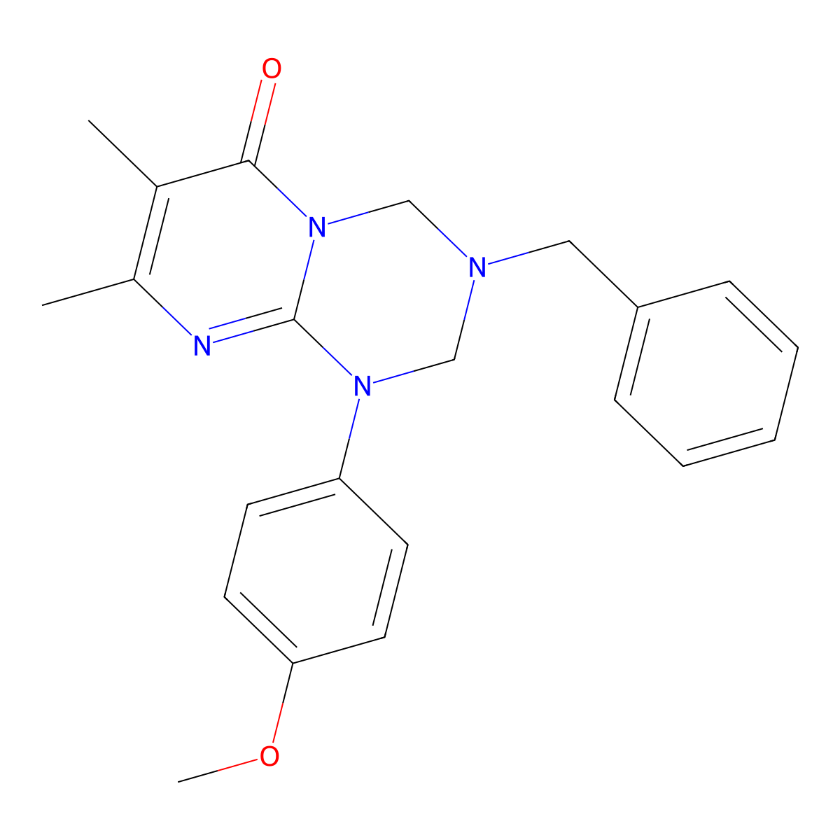 3-benzyl-1-(4-methoxyphenyl)-7,8-dimethyl-1,2,3,4-tetrahydro-6H-pyrimido[1,2-a][1,3,5]triazin-6-one molecular structure, CAS 1144497-83-5