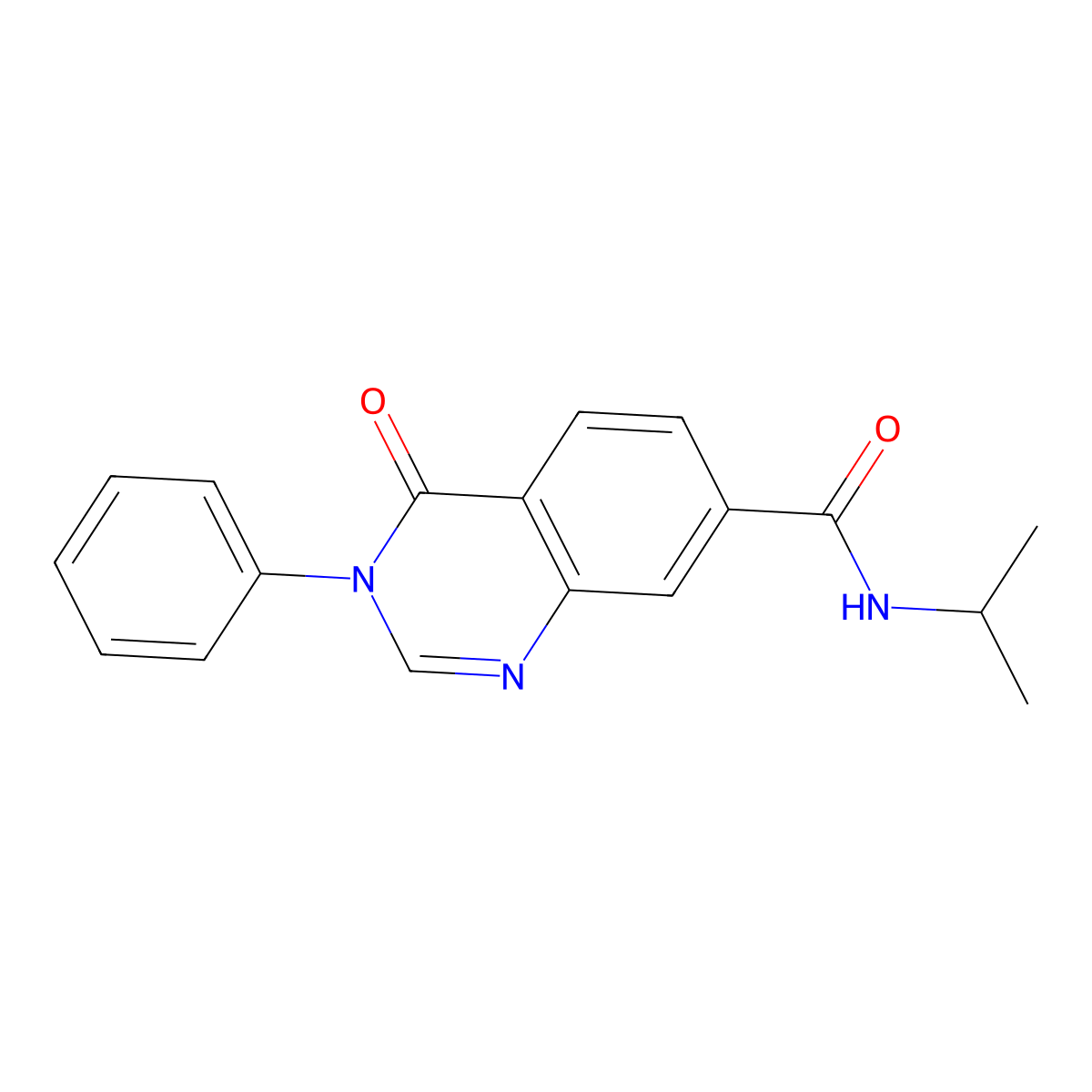4-oxo-3-phenyl-N-(propan-2-yl)-3,4-dihydroquinazoline-7-carboxamide molecular structure, CAS 1144498-04-3