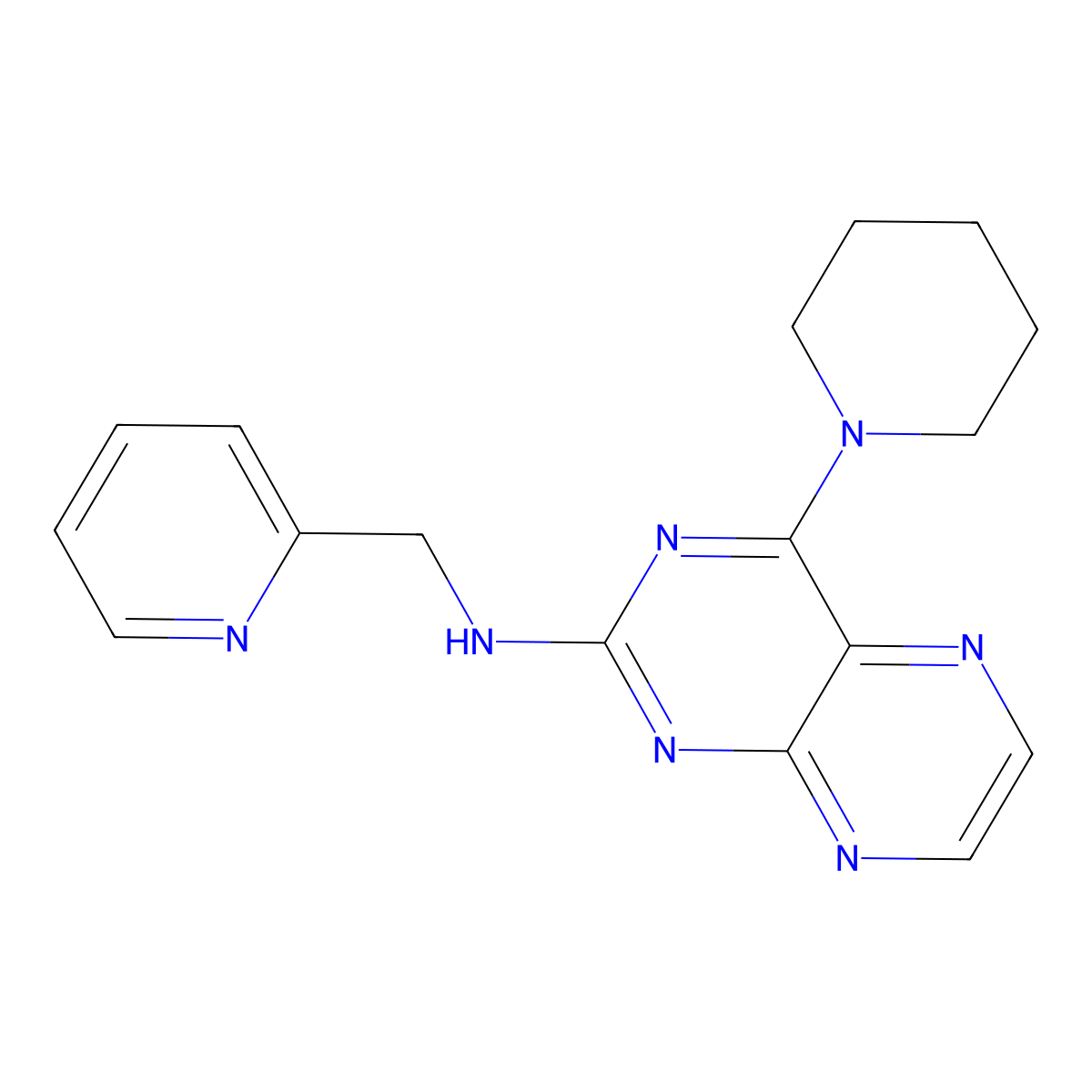4-(piperidin-1-yl)-N-(pyridin-2-ylmethyl)pteridin-2-amine molecular structure, CAS 1144498-11-2