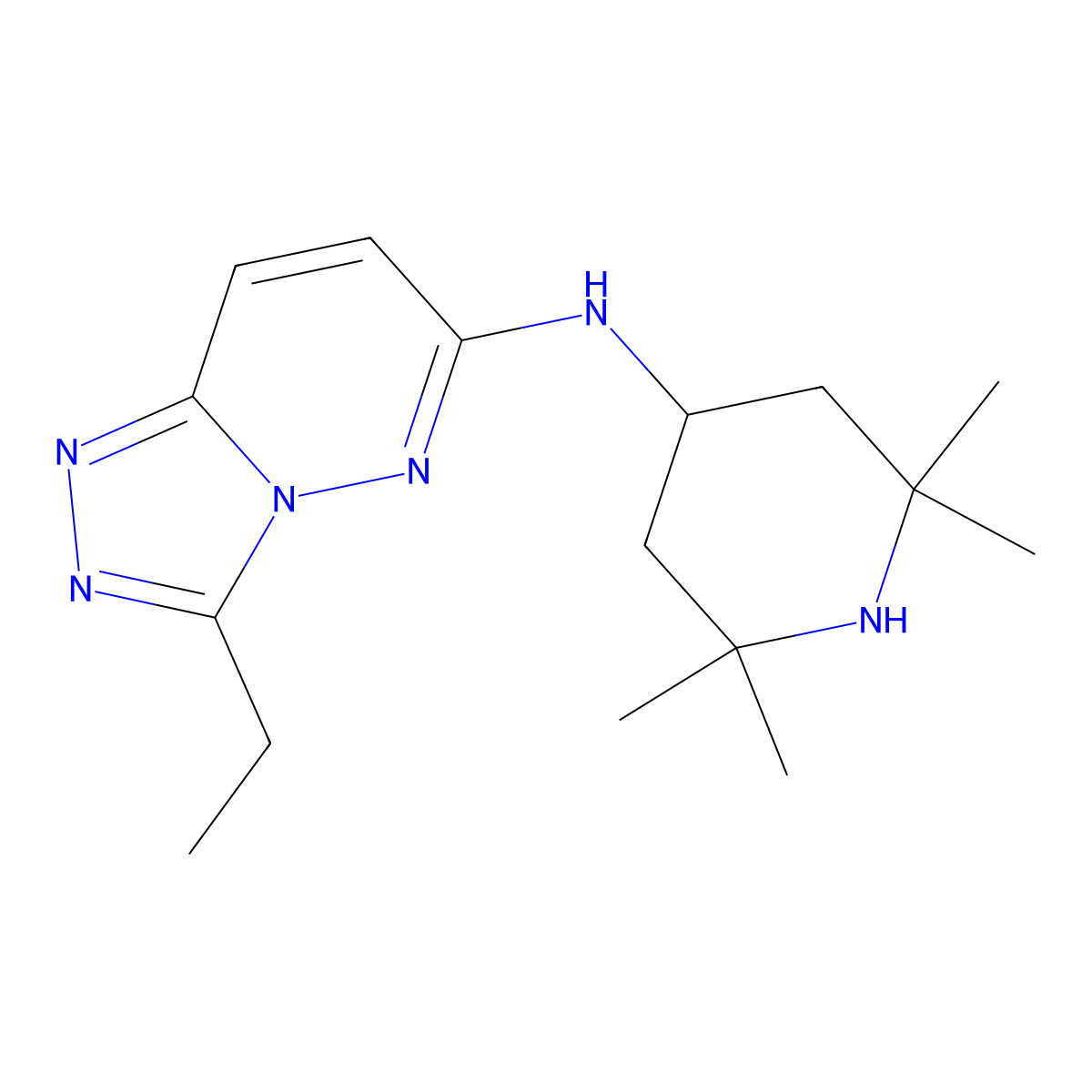 3-ethyl-N-(2,2,6,6-tetramethylpiperidin-4-yl)[1,2,4]triazolo[4,3-b]pyridazin-6-amine molecular structure, CAS 1144498-64-5