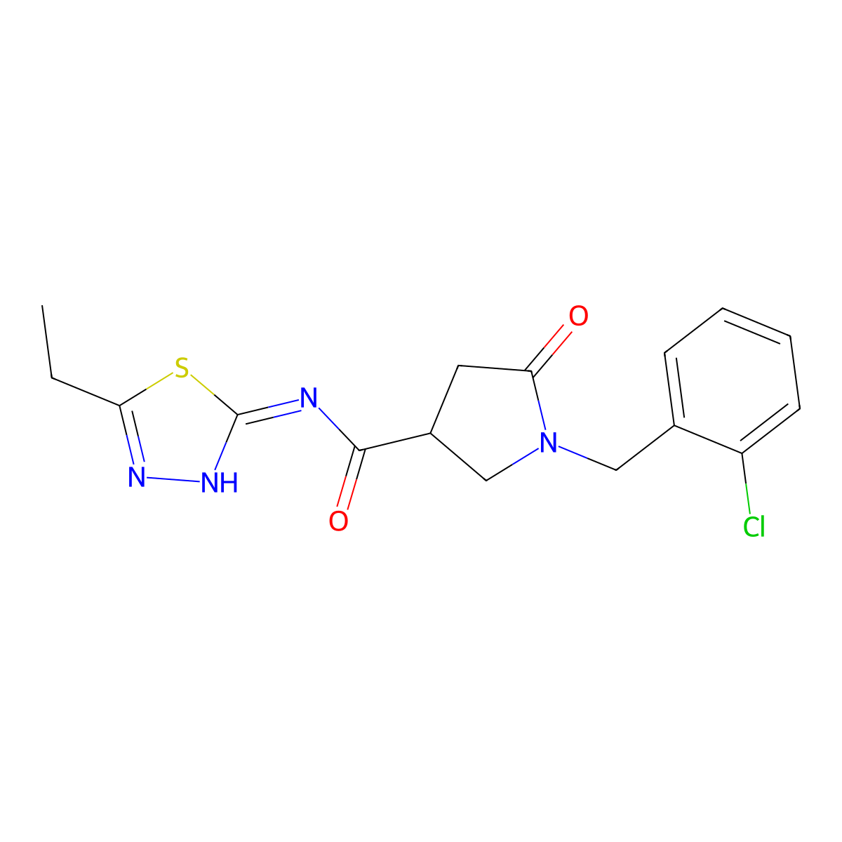 1-(2-chlorobenzyl)-N-(5-ethyl-1,3,4-thiadiazol-2-yl)-5-oxopyrrolidine-3-carboxamide molecular structure, CAS 1144498-65-6