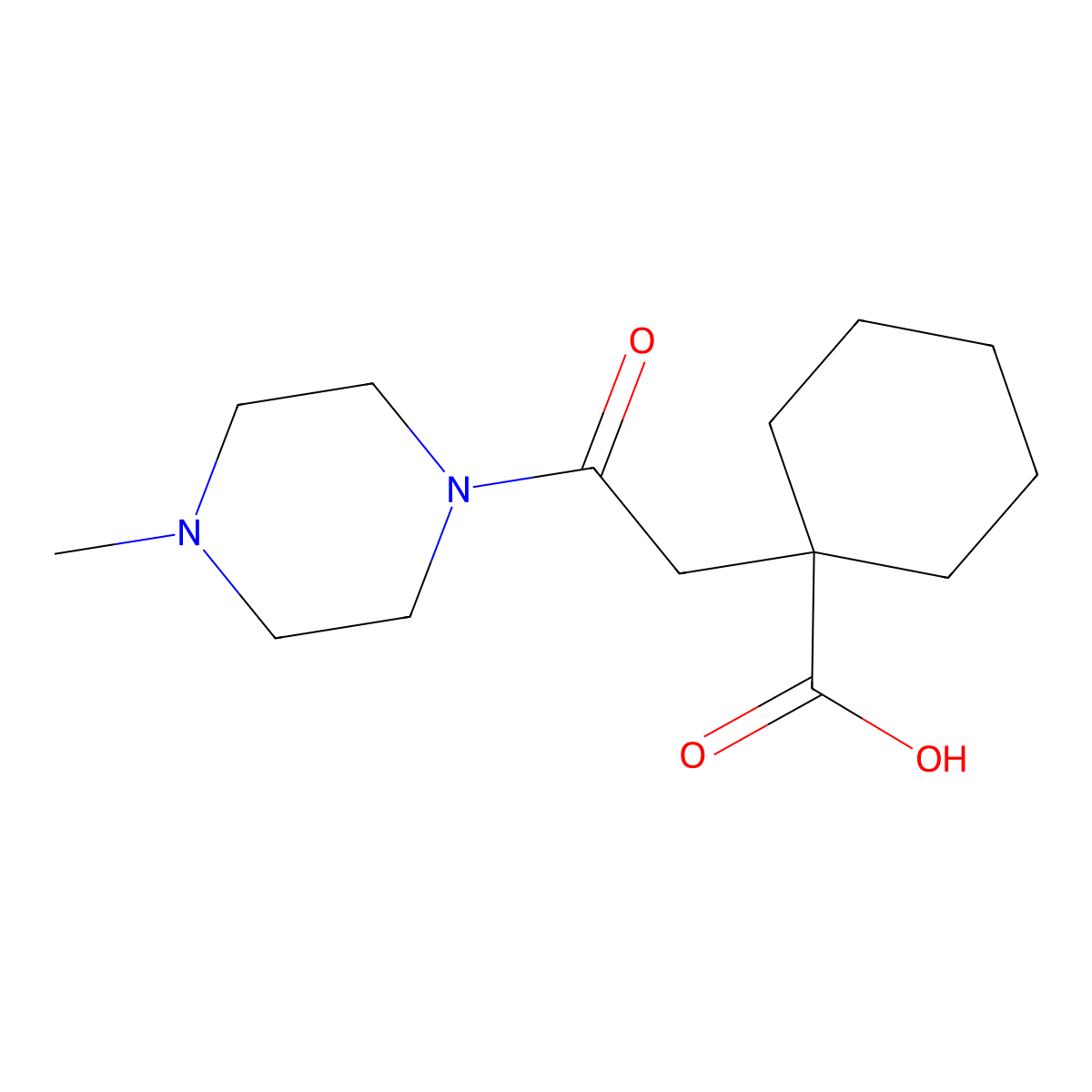 1-(2-(4-Methylpiperazin-1-yl)-2-oxoethyl)cyclohexanecarboxylic acid molecular structure, CAS 1144498-69-0
