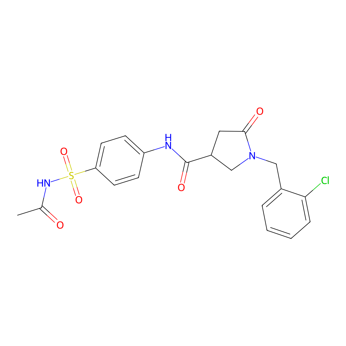 N-[4-(acetylsulfamoyl)phenyl]-1-(2-chlorobenzyl)-5-oxopyrrolidine-3-carboxamide molecular structure, CAS 1144498-78-1