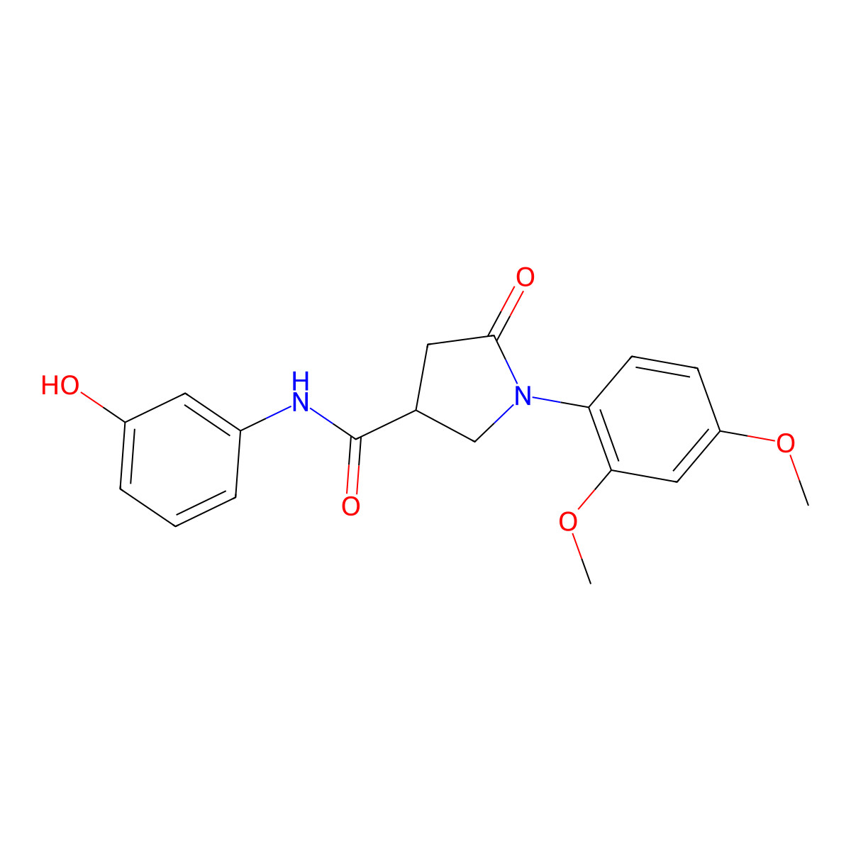 1-(2,4-dimethoxyphenyl)-N-(3-hydroxyphenyl)-5-oxopyrrolidine-3-carboxamide molecular structure, CAS 1144499-14-8