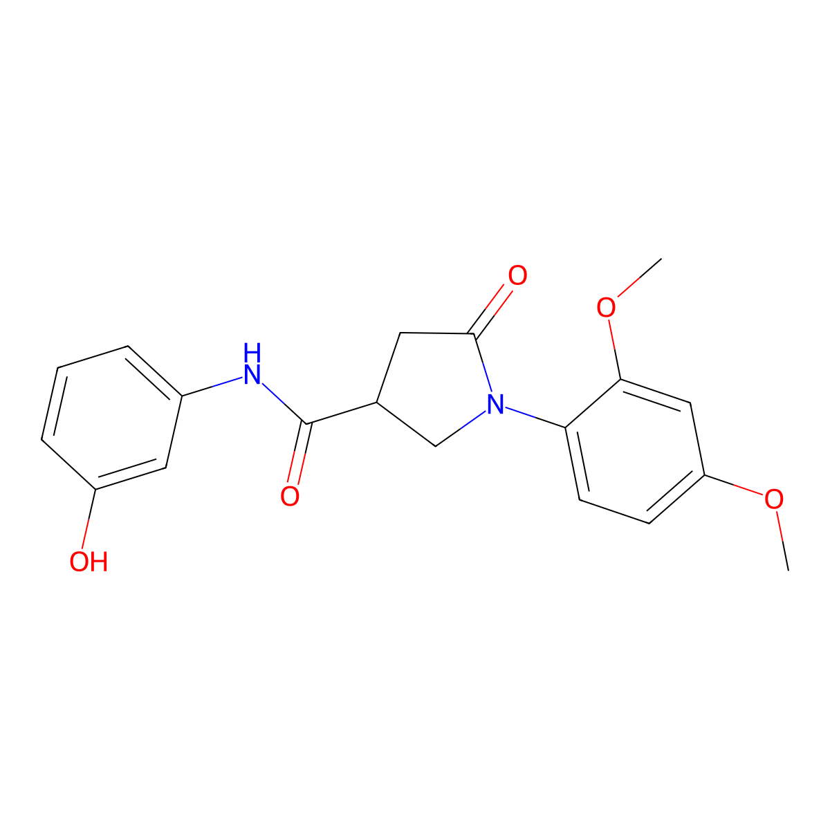 1-(2,4-dimethoxyphenyl)-N-(3-hydroxyphenyl)-5-oxopyrrolidine-3-carboxamide molecular structure, CAS 1144499-14-8