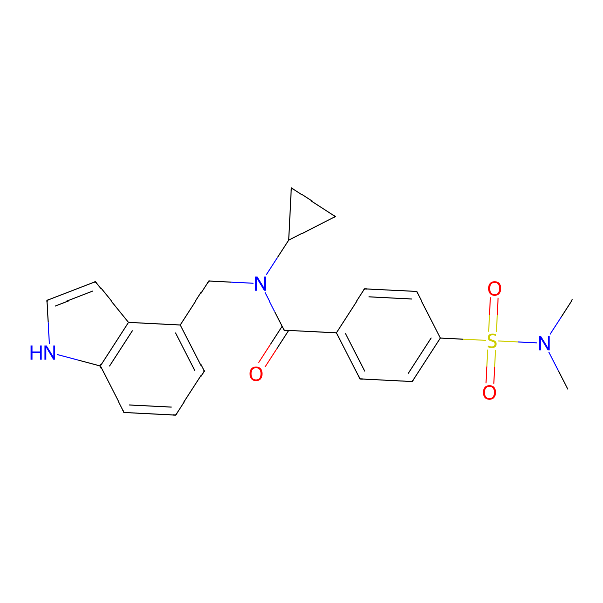 N-((1H-indol-4-yl)methyl)-N-cyclopropyl-4-(N,N-dimethylsulfamoyl)benzamide molecular structure, CAS 1144499-23-9
