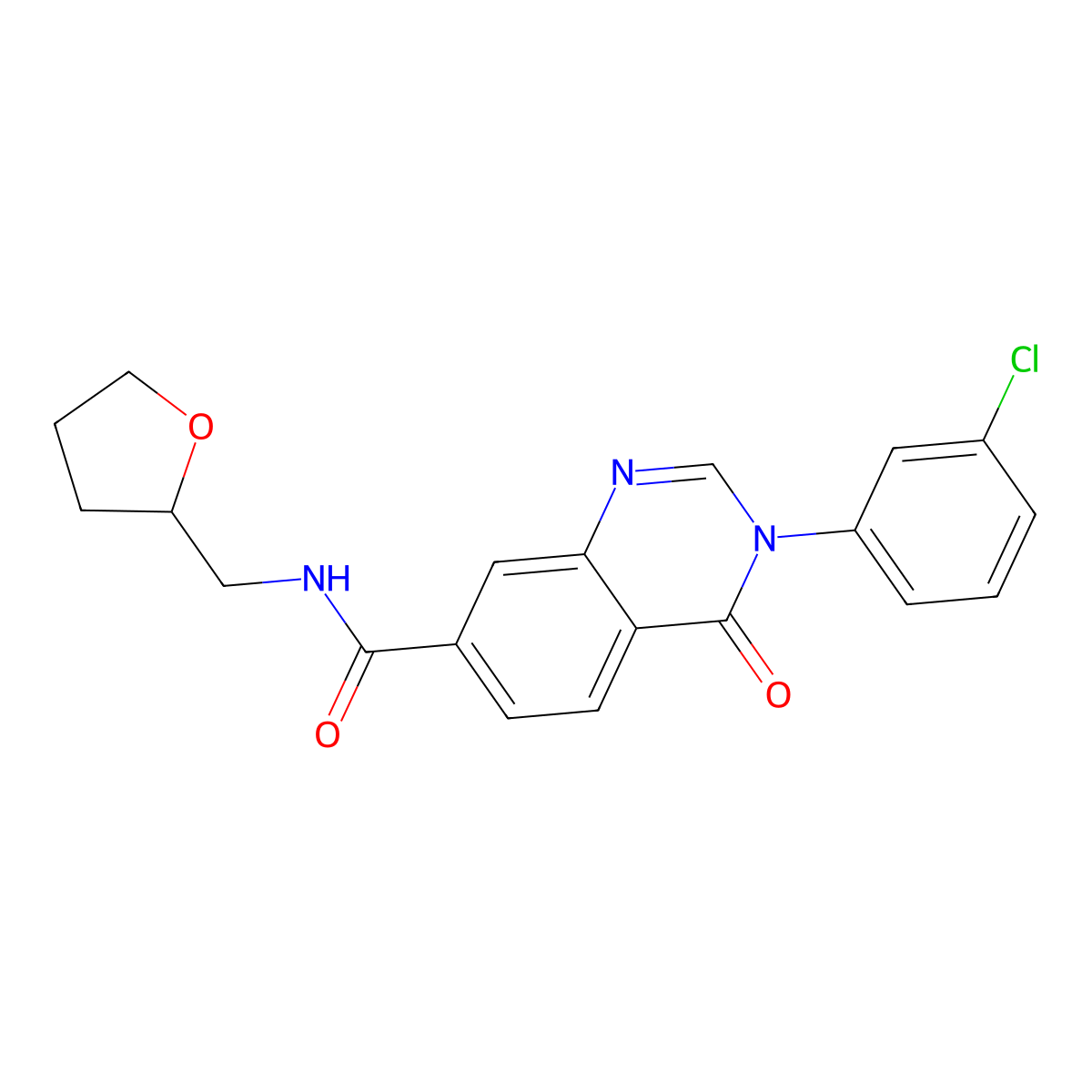 3-(3-chlorophenyl)-4-oxo-N-(tetrahydrofuran-2-ylmethyl)-3,4-dihydroquinazoline-7-carboxamide molecular structure, CAS 1144499-45-5