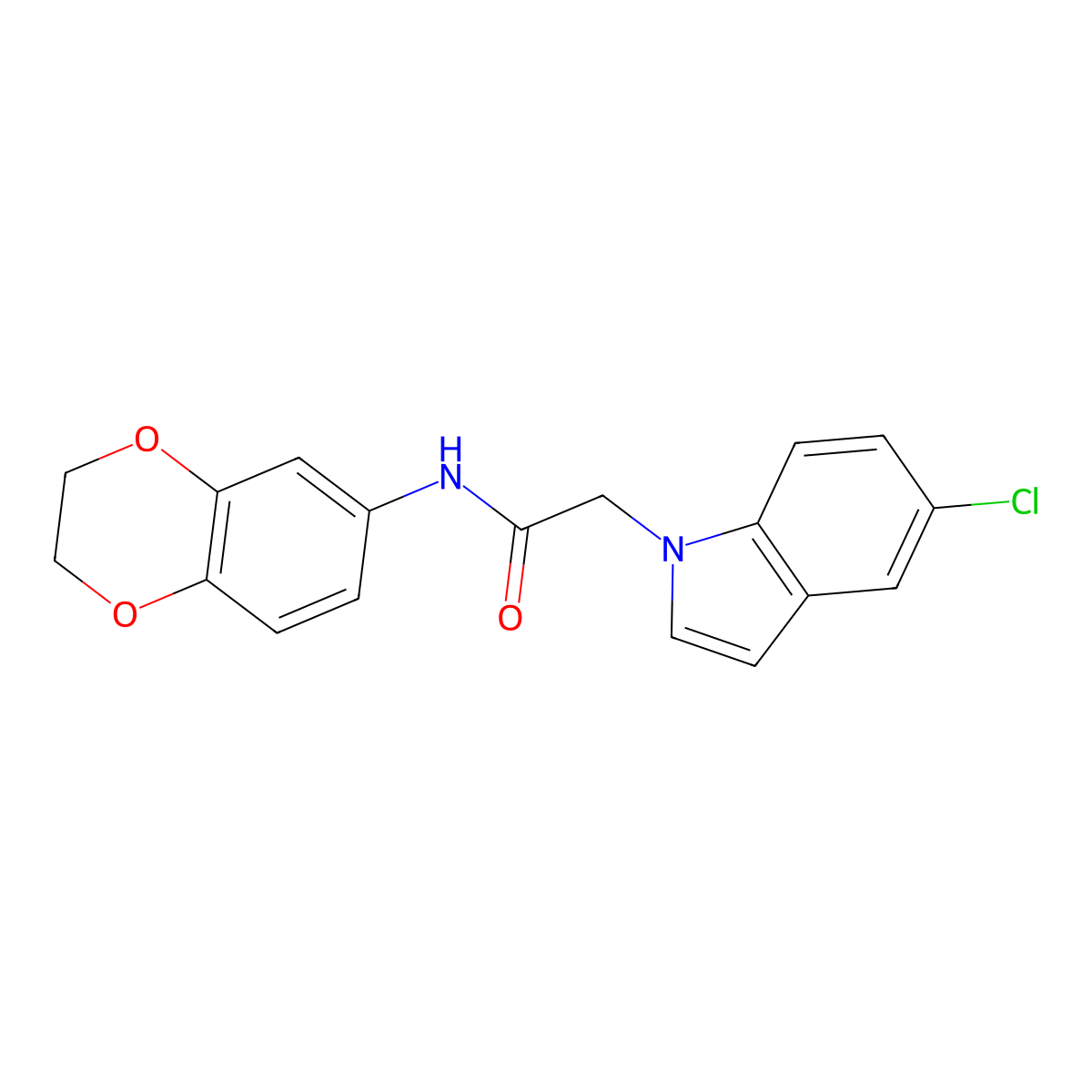 2-(5-chloro-1H-indol-1-yl)-N-(2,3-dihydro-1,4-benzodioxin-6-yl)acetamide molecular structure, CAS 1144499-47-7