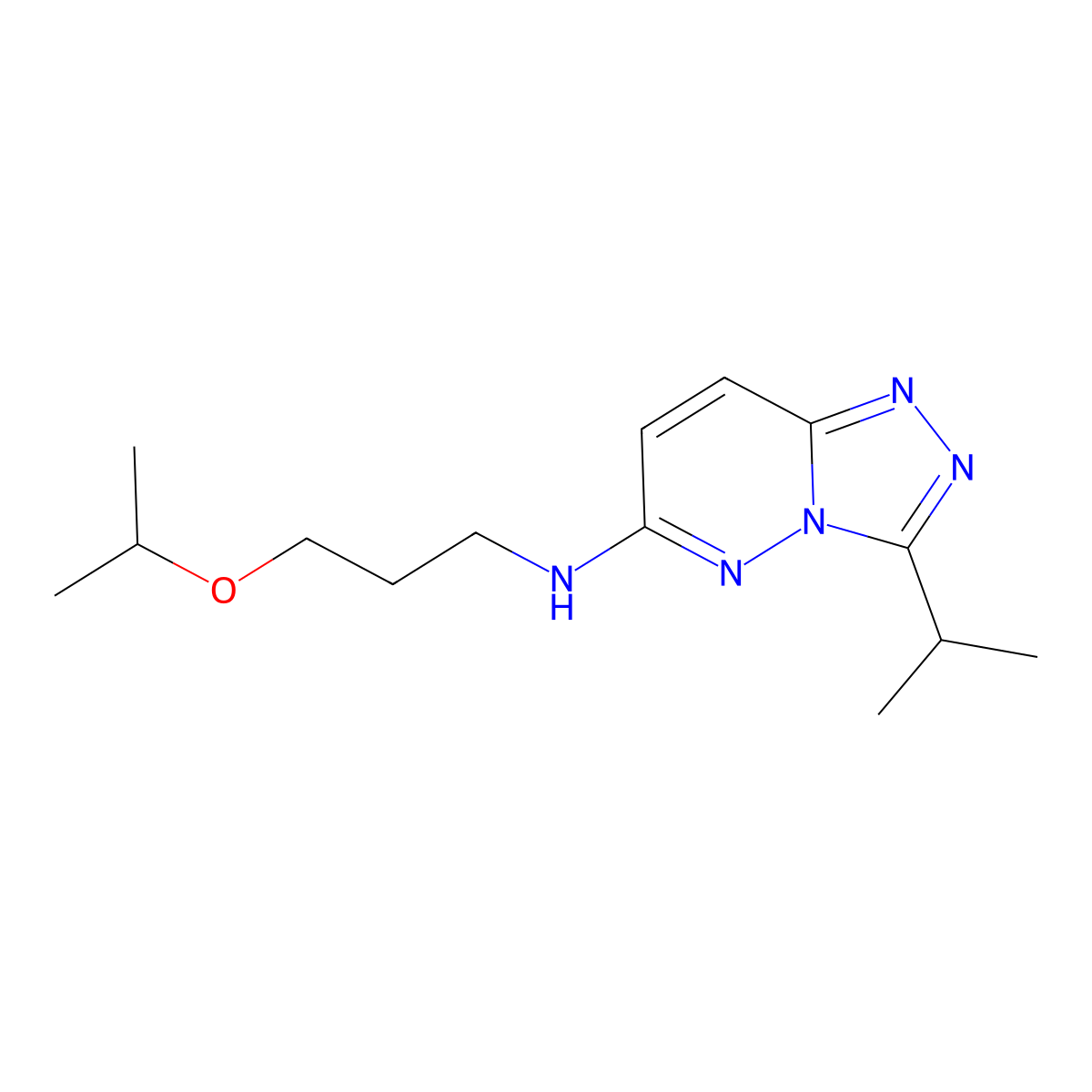 3-(propan-2-yl)-N-[3-(propan-2-yloxy)propyl][1,2,4]triazolo[4,3-b]pyridazin-6-amine molecular structure, CAS 1144499-50-2