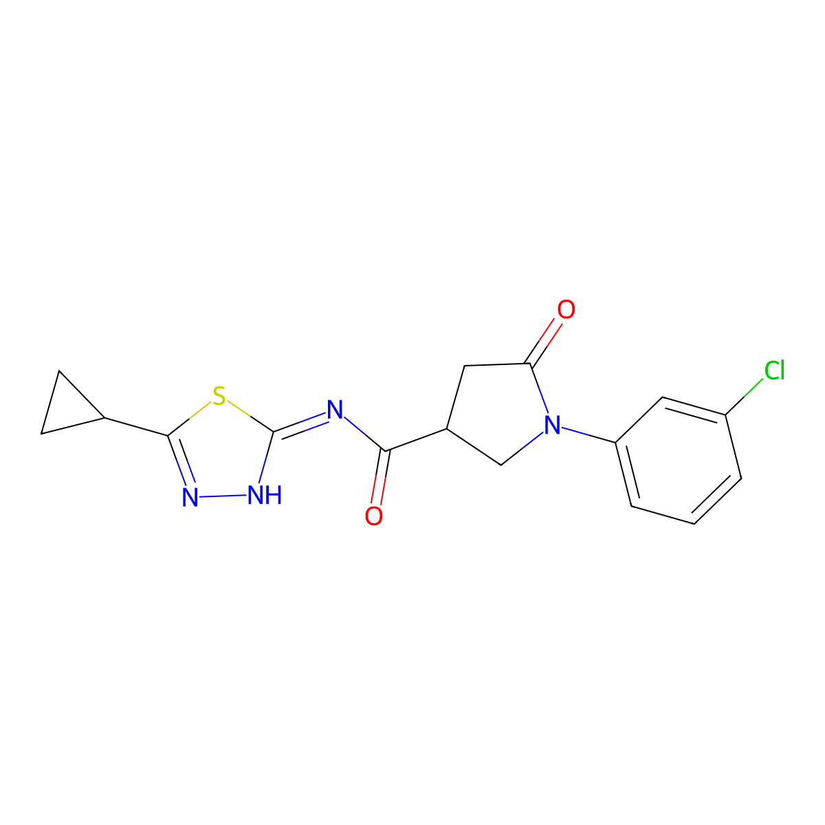 1-(3-chlorophenyl)-N-(5-cyclopropyl-1,3,4-thiadiazol-2-yl)-5-oxopyrrolidine-3-carboxamide molecular structure, CAS 1144499-52-4