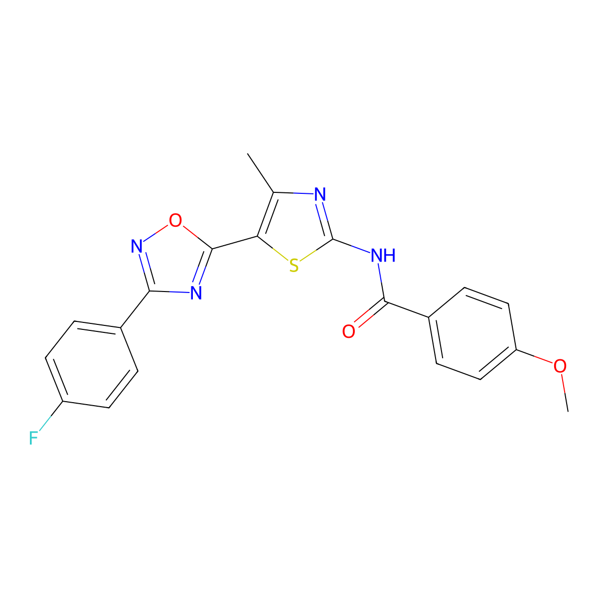 N-[(2Z)-5-[3-(4-fluorophenyl)-1,2,4-oxadiazol-5-yl]-4-methyl-1,3-thiazol-2(3H)-ylidene]-4-methoxybenzamide molecular structure, CAS 1144499-56-8