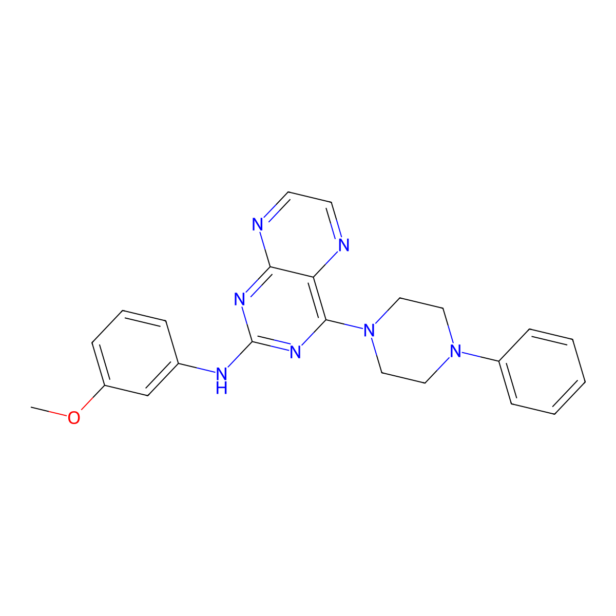 N-(3-methoxyphenyl)-4-(4-phenylpiperazin-1-yl)pteridin-2-amine molecular structure, CAS 1144499-58-0