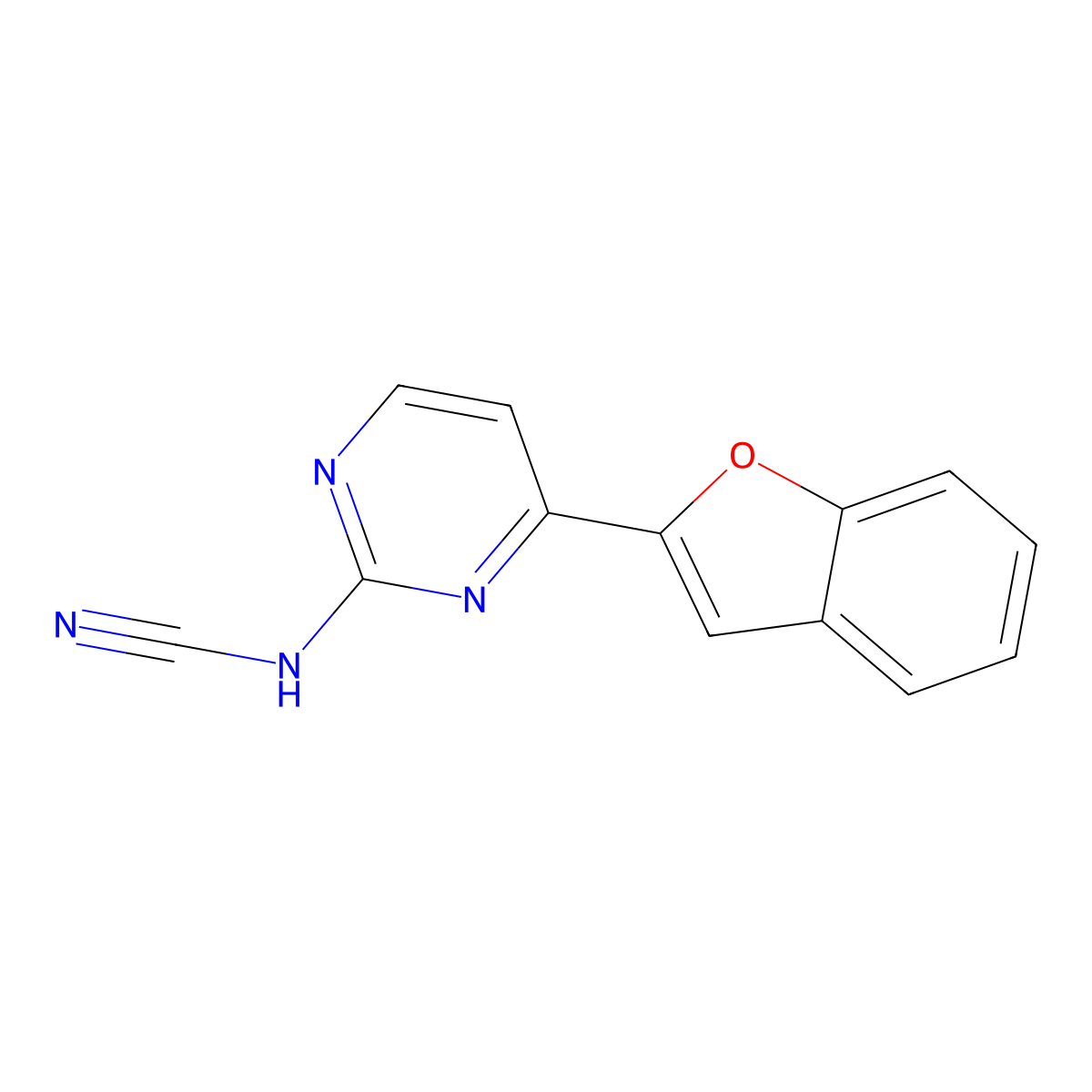 [4-(1-Benzofuran-2-yl)pyrimidin-2-yl]cyanamide molecular structure, CAS 1144500-10-6