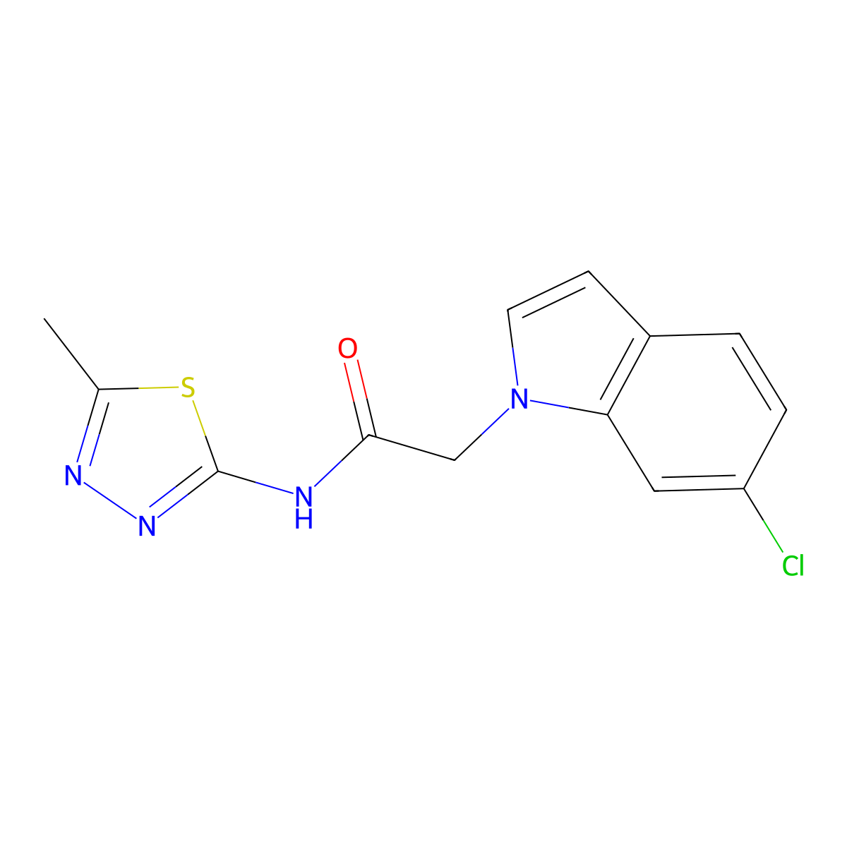 2-(6-chloro-1H-indol-1-yl)-N-(5-methyl-1,3,4-thiadiazol-2-yl)acetamide molecular structure, CAS 1144500-25-3