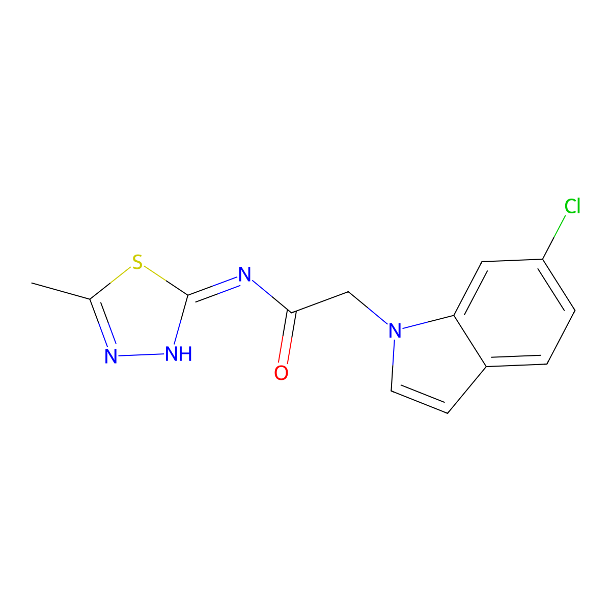 2-(6-chloro-1H-indol-1-yl)-N-(5-methyl-1,3,4-thiadiazol-2-yl)acetamide molecular structure, CAS 1144500-25-3
