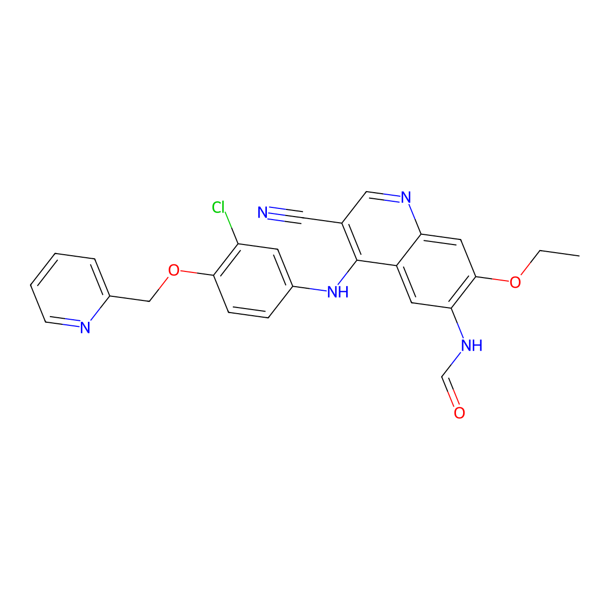 N-[4-[[3-Chloro-4-(2-pyridinylmethoxy)phenyl]amino]-3-cyano-7-ethoxy-6-quinolinyl]formamide molecular structure, CAS 1144516-20-0