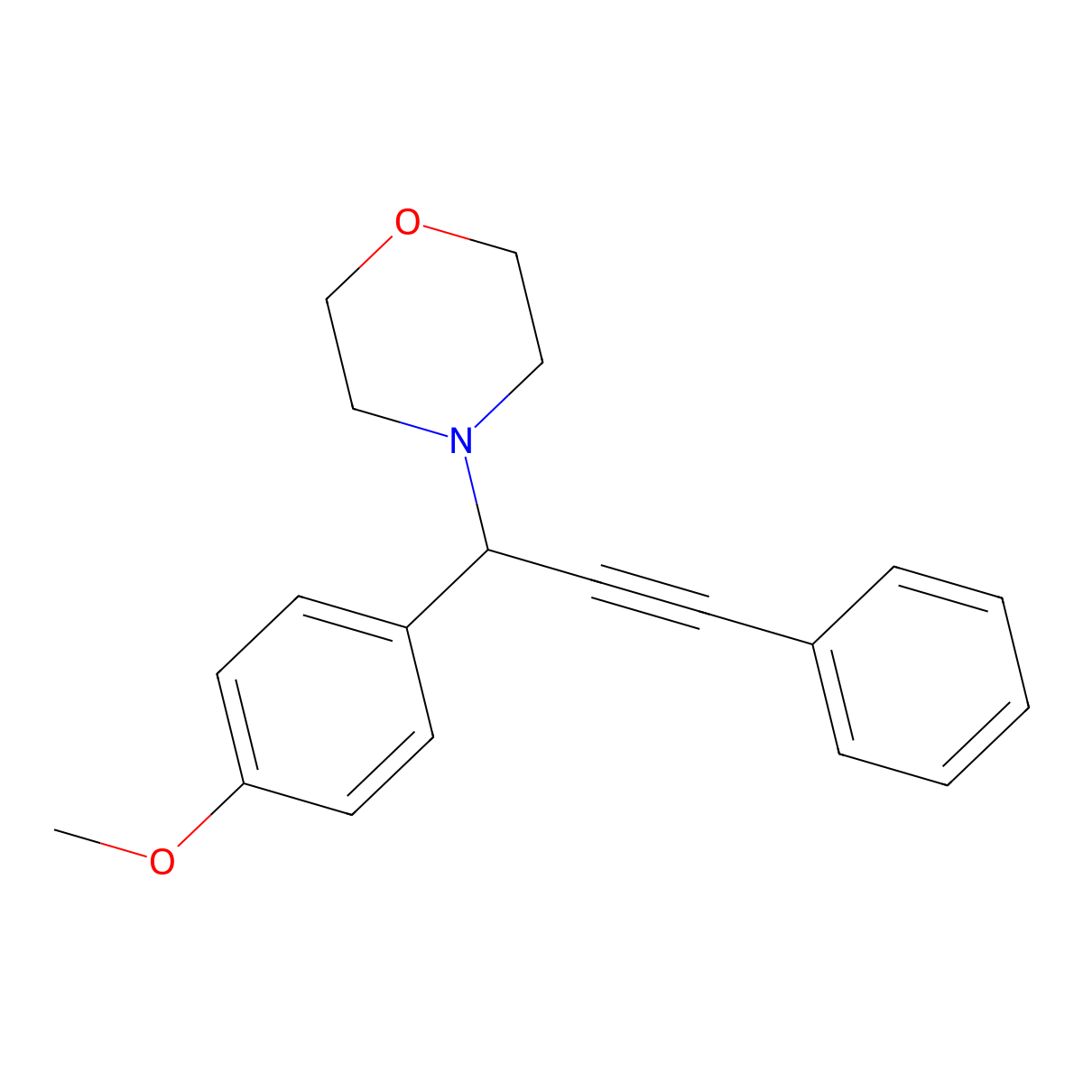 Morpholine, 4-[1-(4-methoxyphenyl)-3-phenyl-2-propynyl]- molecular structure, CAS 114460-94-5