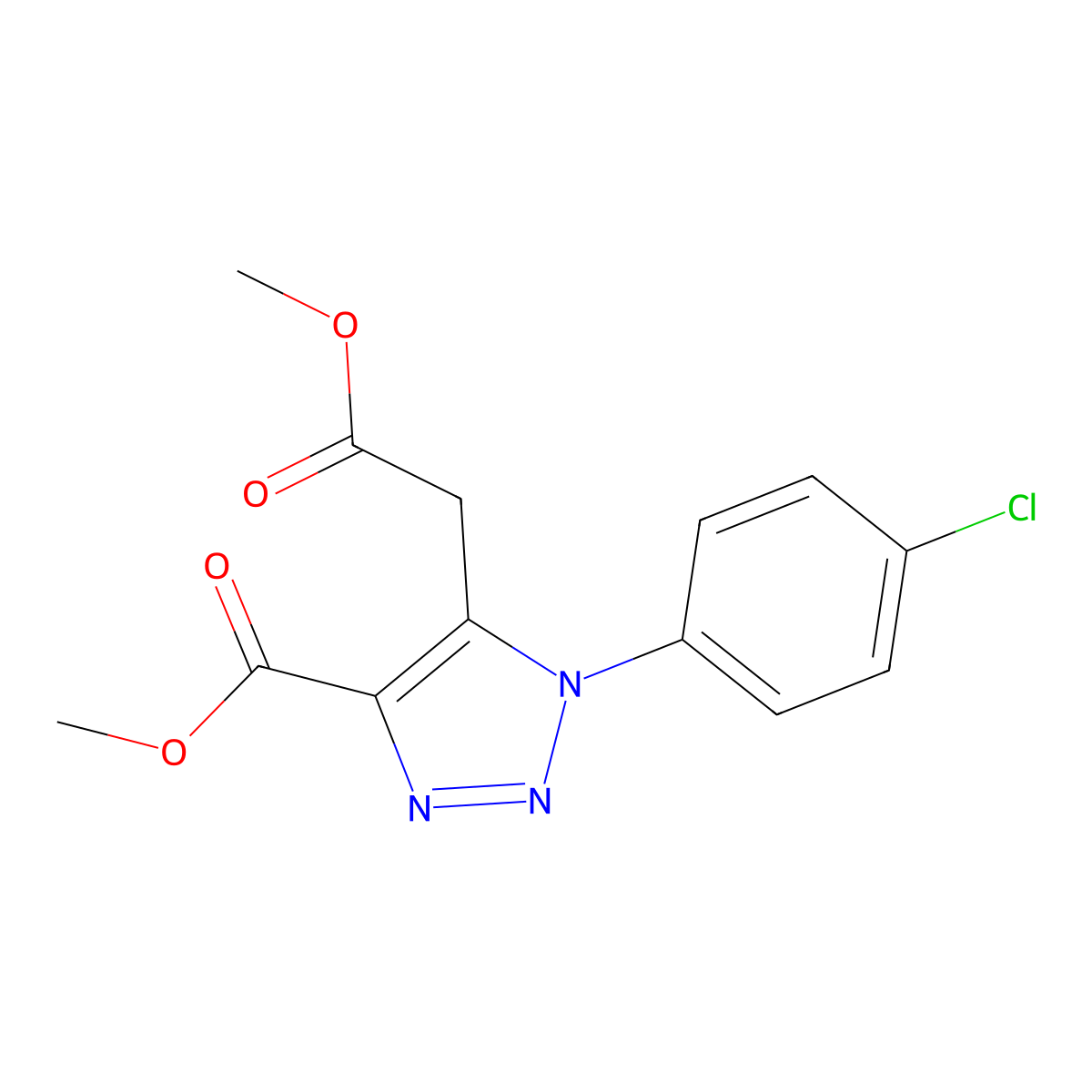 Methyl 1-(4-chlorophenyl)-5-(2-methoxy-2-oxoethyl)-1H-1,2,3-triazole-4-carboxylate molecular structure, CAS 114462-77-0