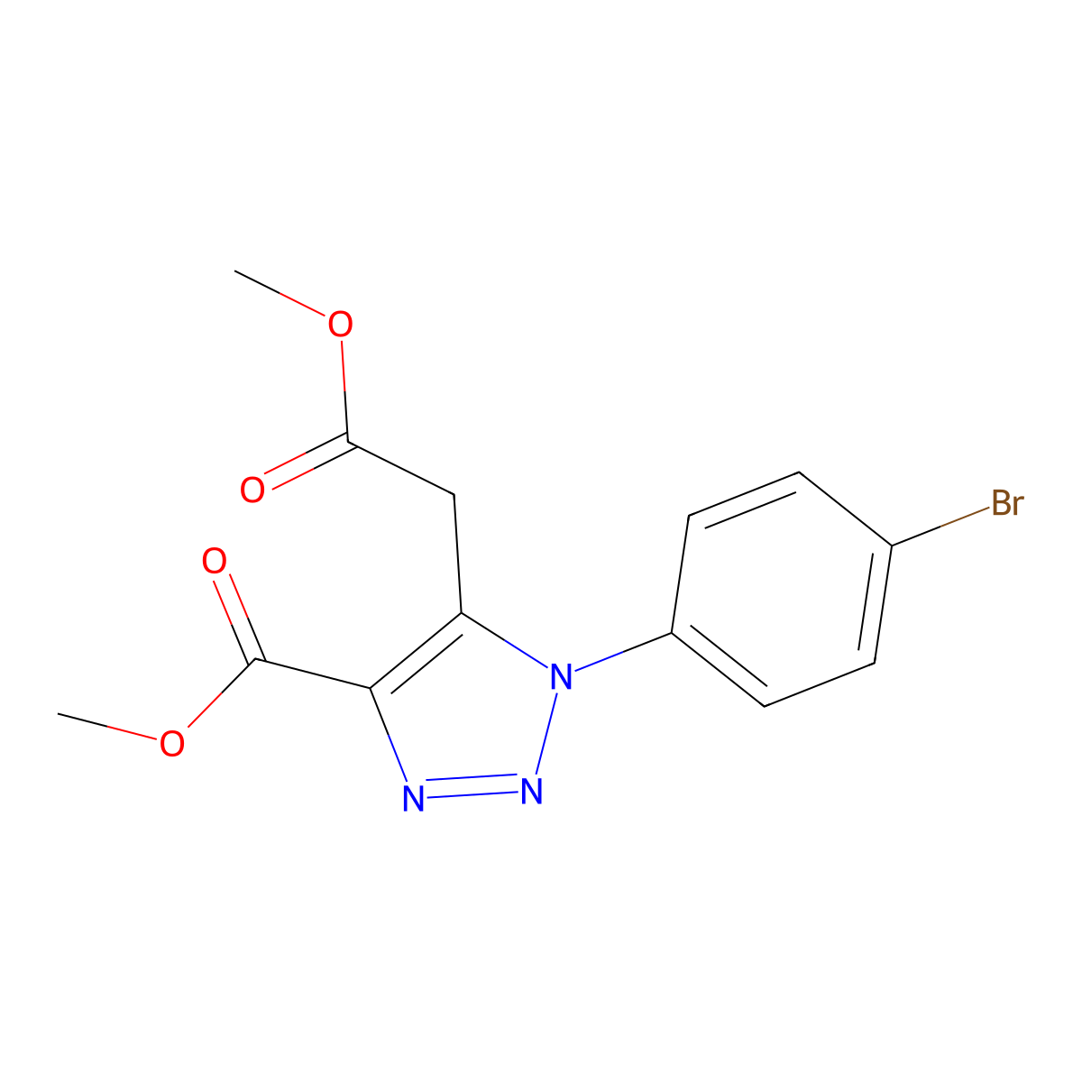 Methyl 1-(4-bromophenyl)-4-(methoxycarbonyl)-1H-1,2,3-triazole-5-acetate molecular structure, CAS 114462-78-1