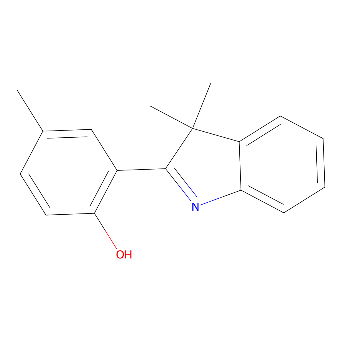 Phenol, 2-(3,3-dimethyl-3H-indol-2-yl)-4-methyl- molecular structure, CAS 114479-11-7