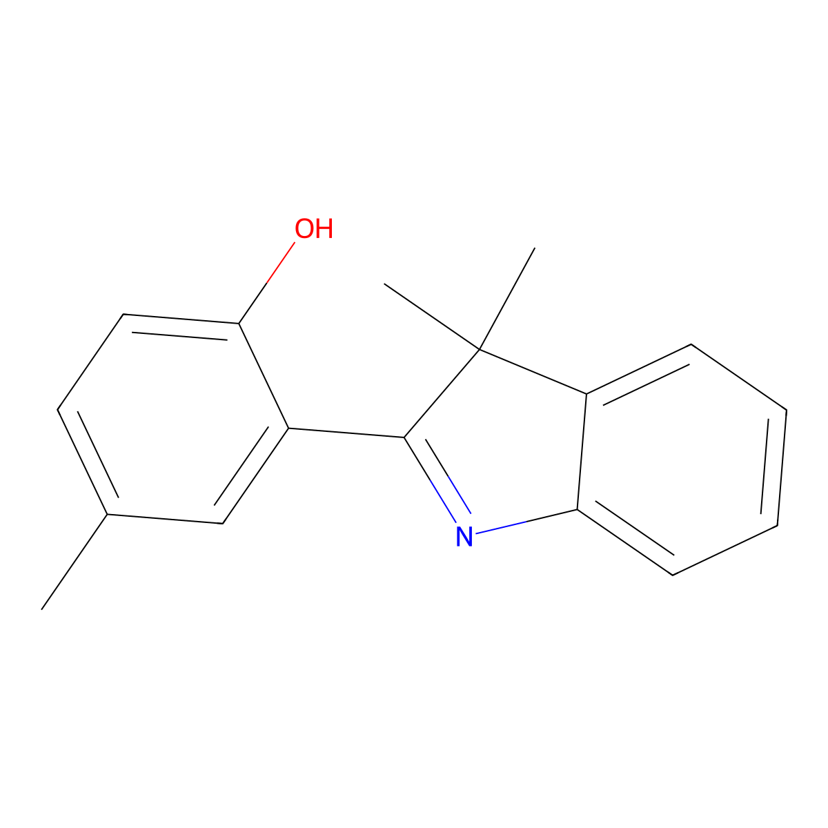 Phenol, 2-(3,3-dimethyl-3H-indol-2-yl)-4-methyl- molecular structure, CAS 114479-11-7