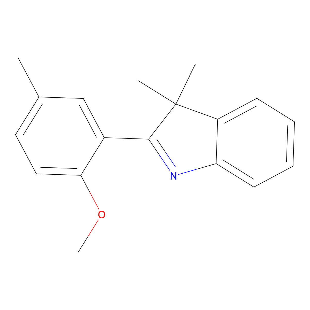 3H-Indole, 2-(2-methoxy-5-methylphenyl)-3,3-dimethyl- molecular structure, CAS 114479-12-8