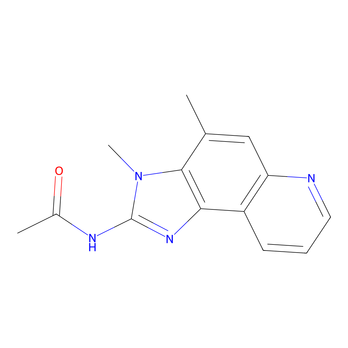 2-Acetylamino-3,4-dimethylimidazo(4,5-f)quinoline molecular structure, CAS 114480-41-0