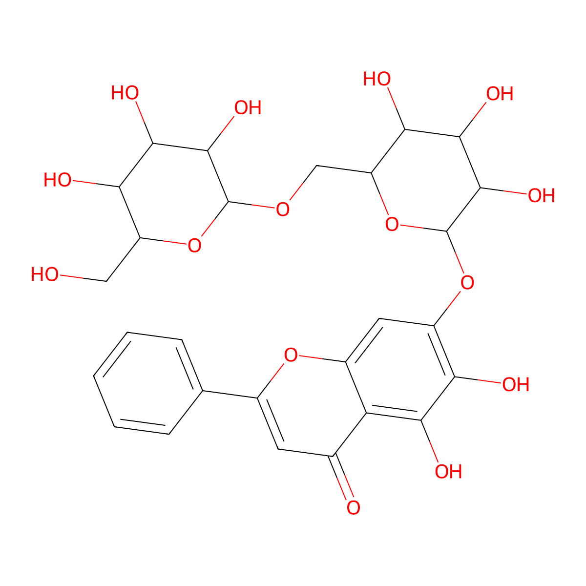 Baicalein 7-O-diglucoside molecular structure, CAS 114482-86-9
