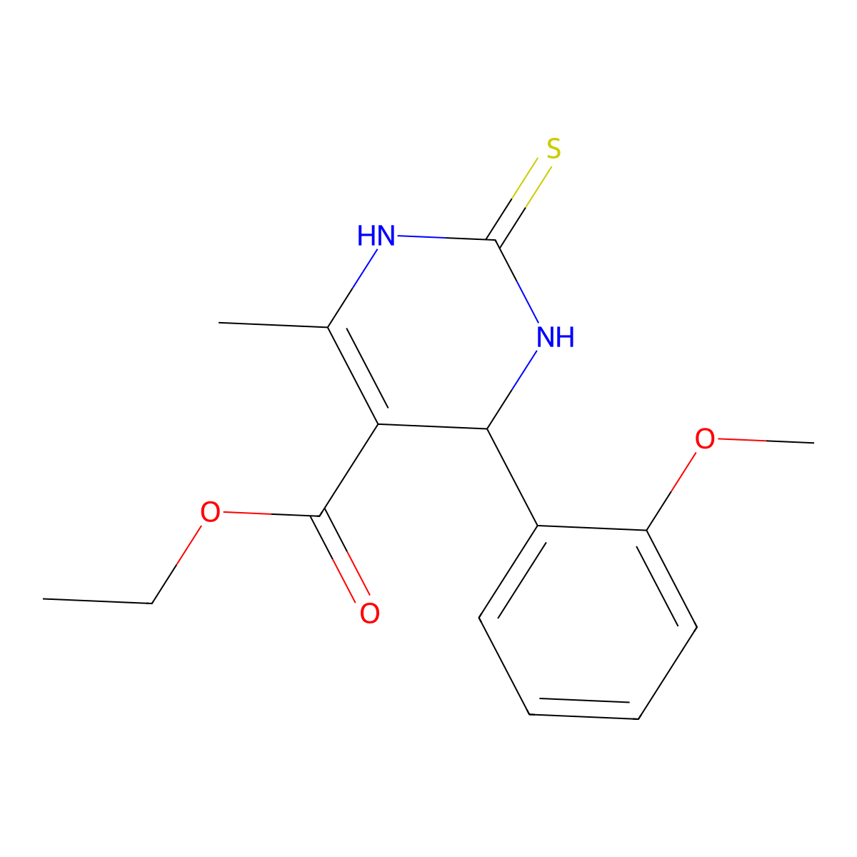 Ethyl 4-(2-methoxyphenyl)-6-methyl-2-thioxo-1,2,3,4-tetrahydropyrimidine-5-carboxylate molecular structure, CAS 114483-62-4
