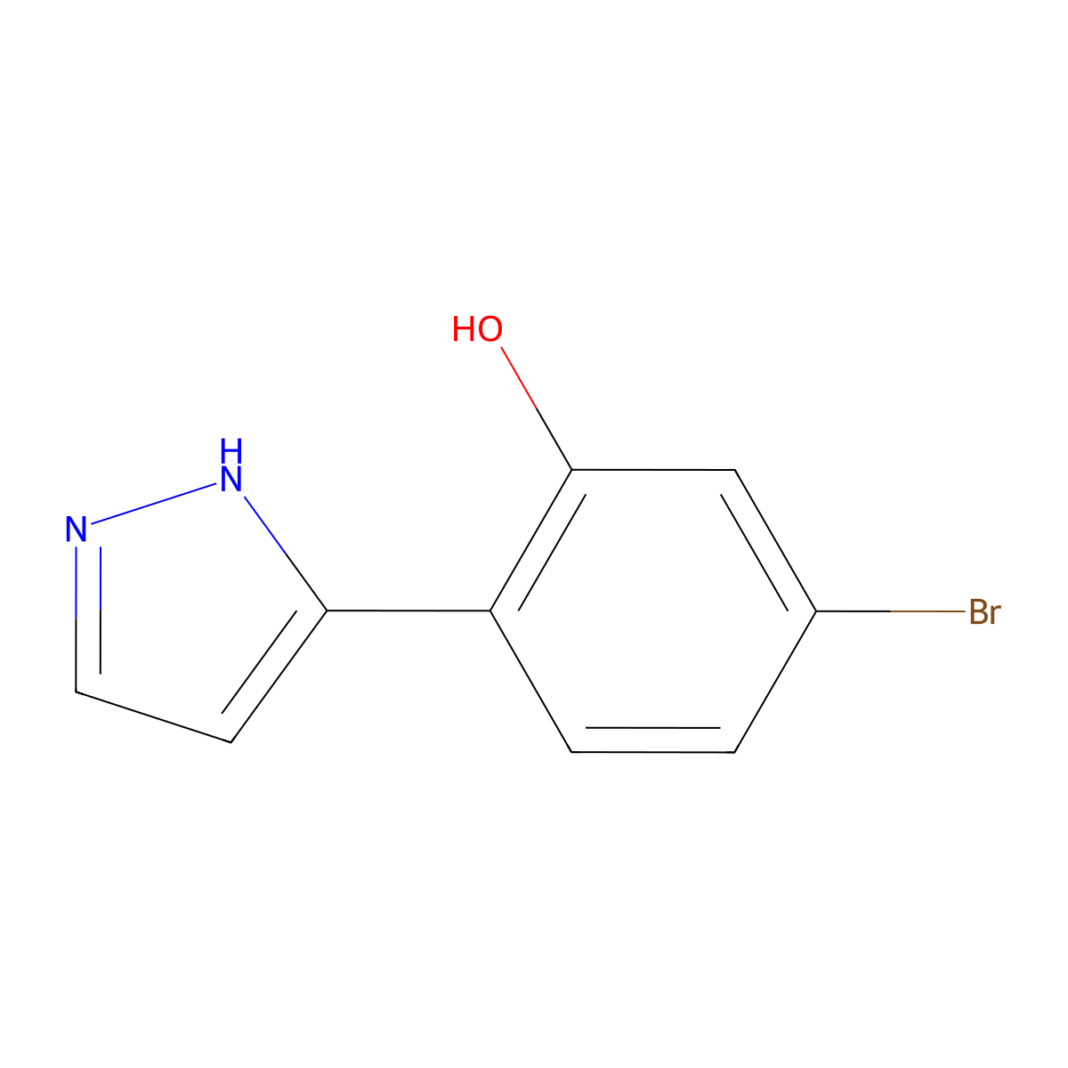 5-Bromo-2-(1H-pyrazol-3-YL)phenol molecular structure, CAS 114486-00-9