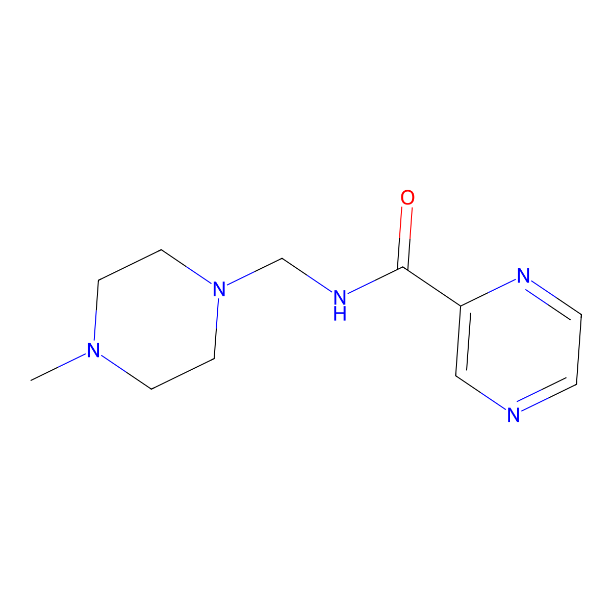 N-[(4-methylpiperazin-1-yl)methyl]pyrazine-2-carboxamide molecular structure, CAS 1145-31-9
