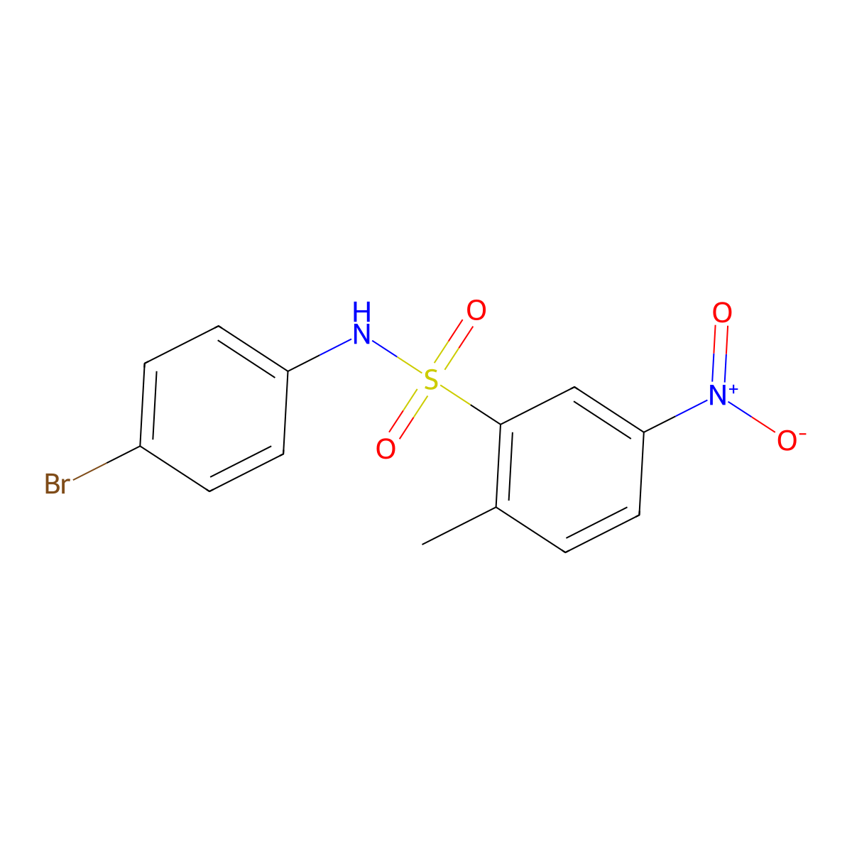 Benzenesulfonamide, N-(4-bromophenyl)-2-methyl-5-nitro- molecular structure, CAS 114500-25-3