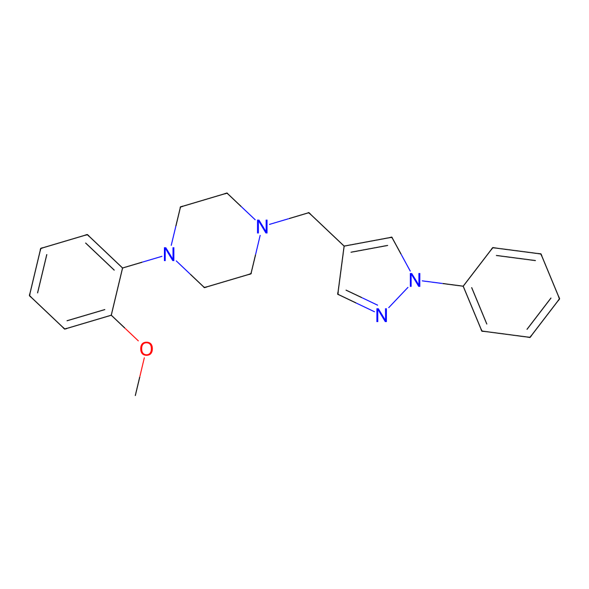 1-(2-methoxyphenyl)-4-((1-phenyl-1H-pyrazol-4-yl)methyl)piperazine molecular structure, CAS 114518-14-8