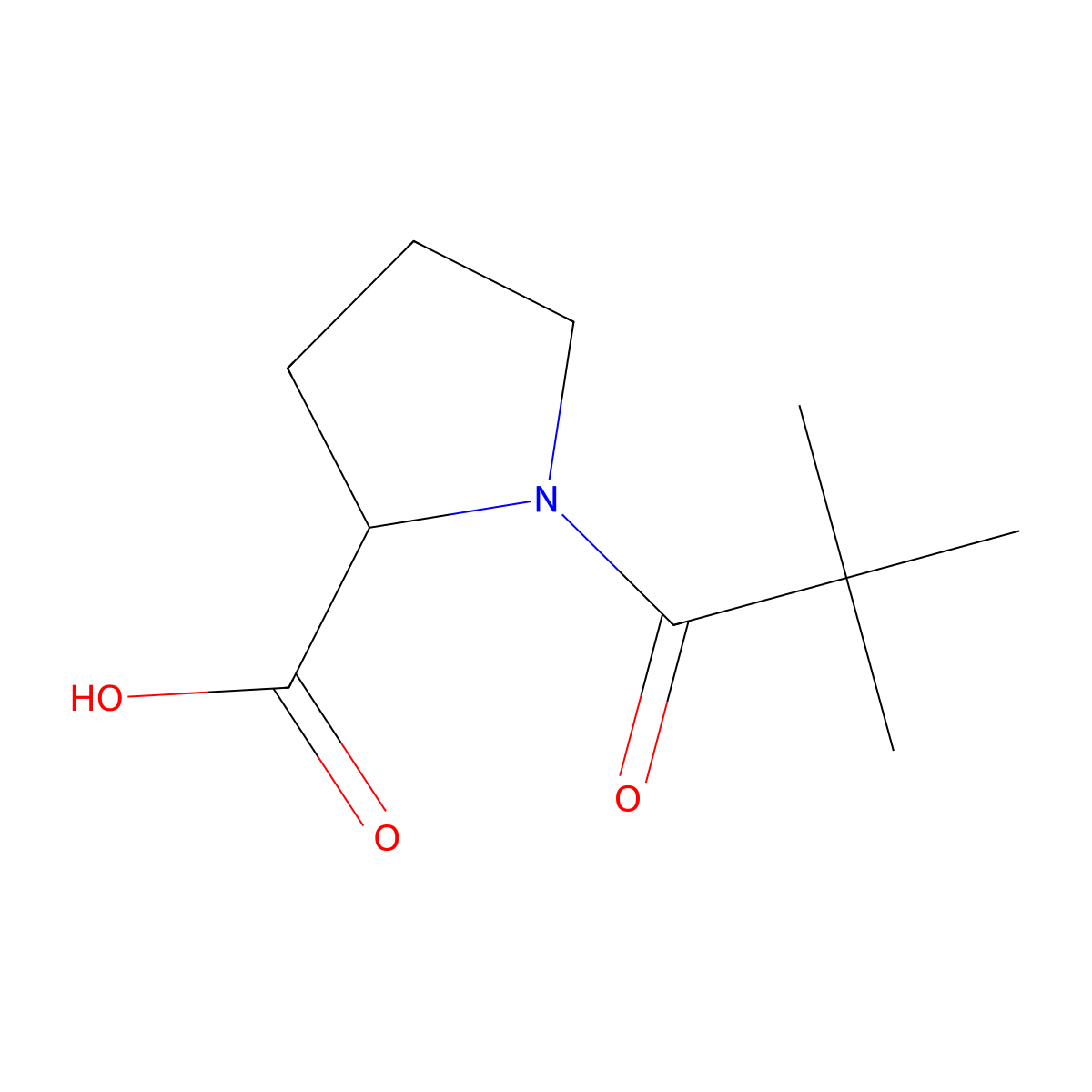 1-(2,2-Dimethylpropanoyl)pyrrolidine-2-carboxylic acid molecular structure, CAS 114525-92-7