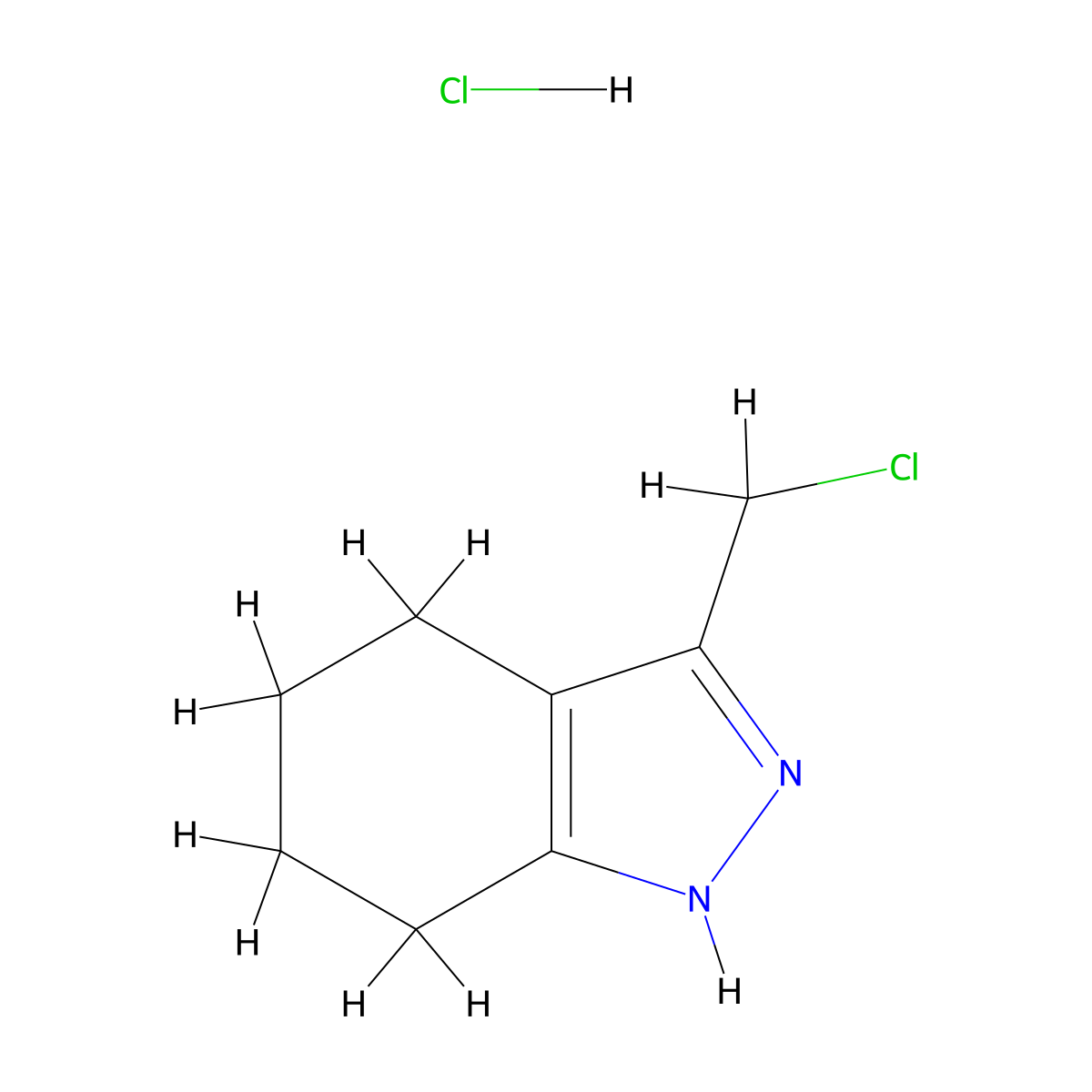 3-(chloromethyl)-4,5,6,7-tetrahydro-1H-indazole hydrochloride molecular structure, CAS 114538-05-5