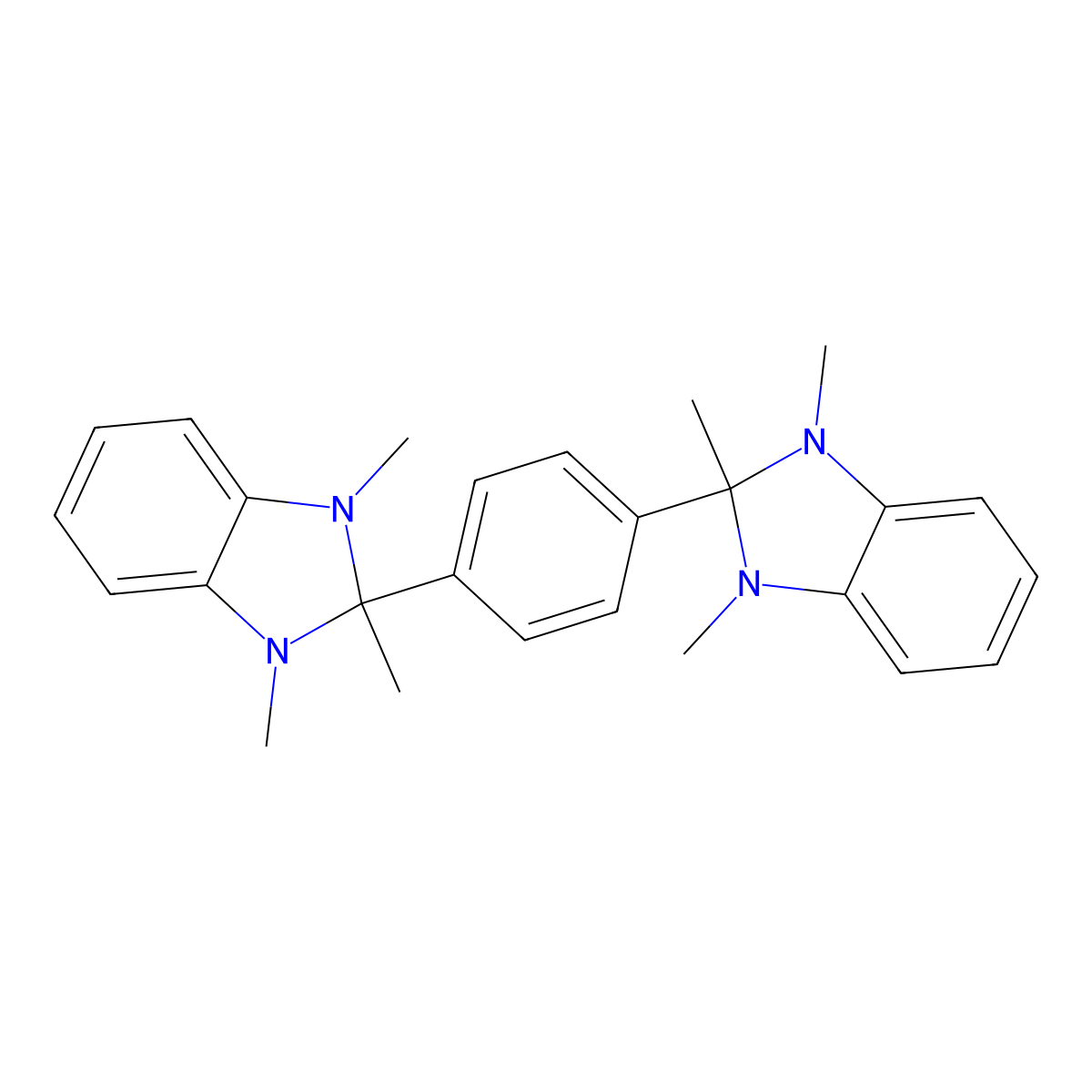 1H-Benzimidazole, 2,2'-(1,4-phenylene)bis[2,3-dihydro-1,2,3-trimethyl- molecular structure, CAS 114543-60-1