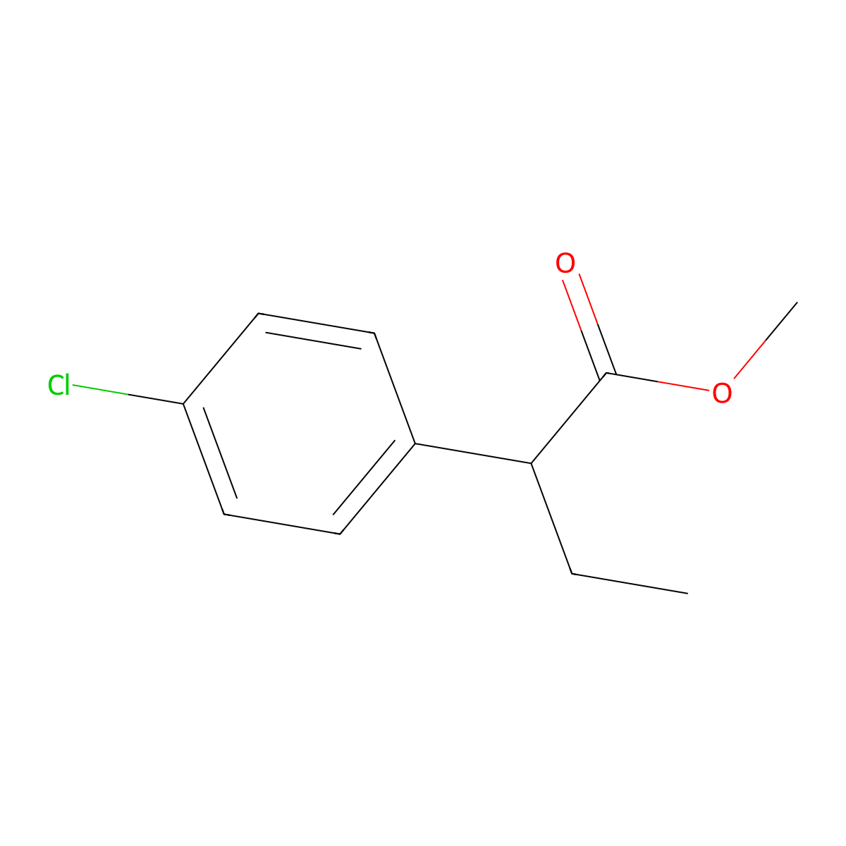 Methyl 2-(4-chlorophenyl)butanoate molecular structure, CAS 114546-68-8