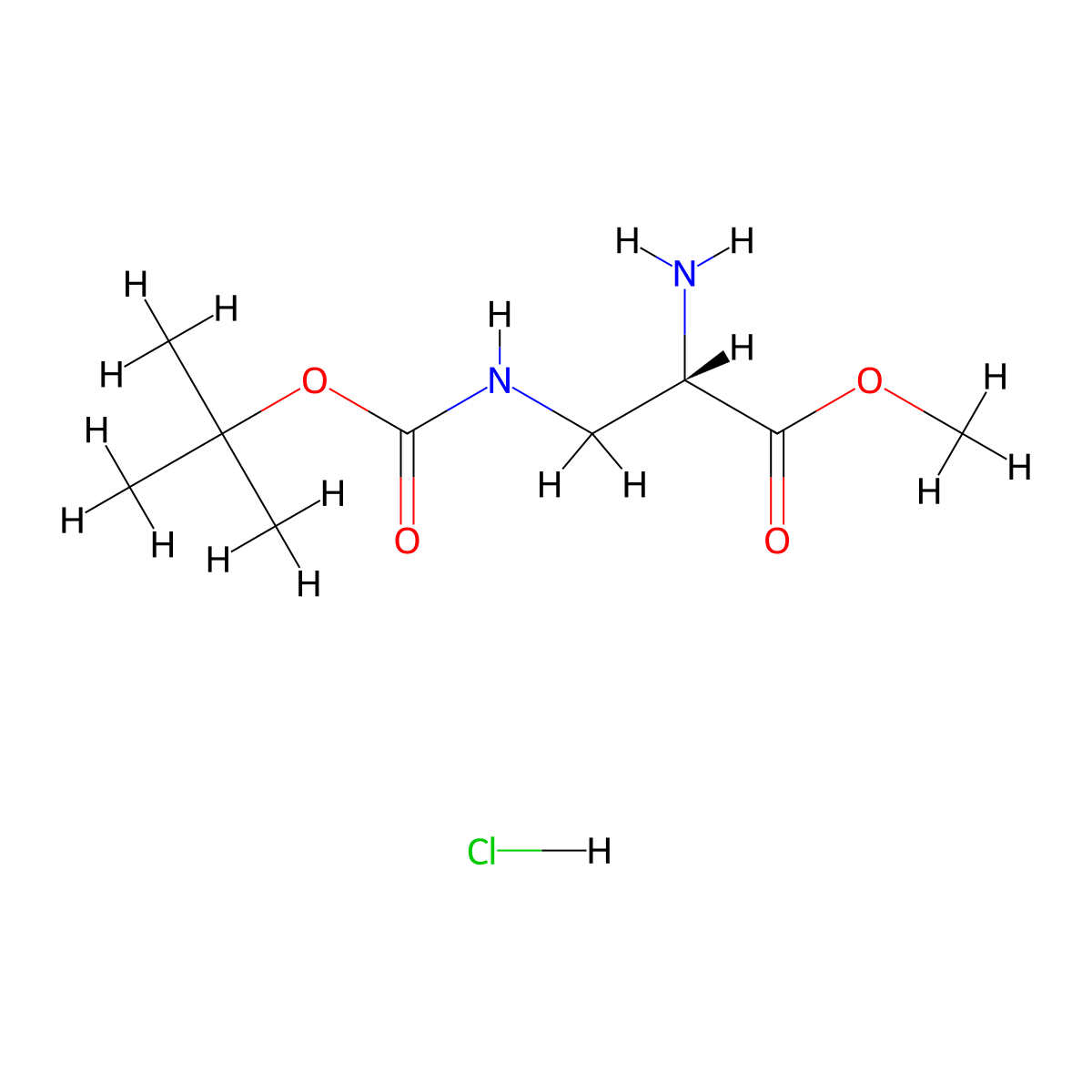 methyl (2S)-2-amino-3-{[(tert-butoxy)carbonyl]amino}propanoate hydrochloride molecular structure, CAS 114559-25-0