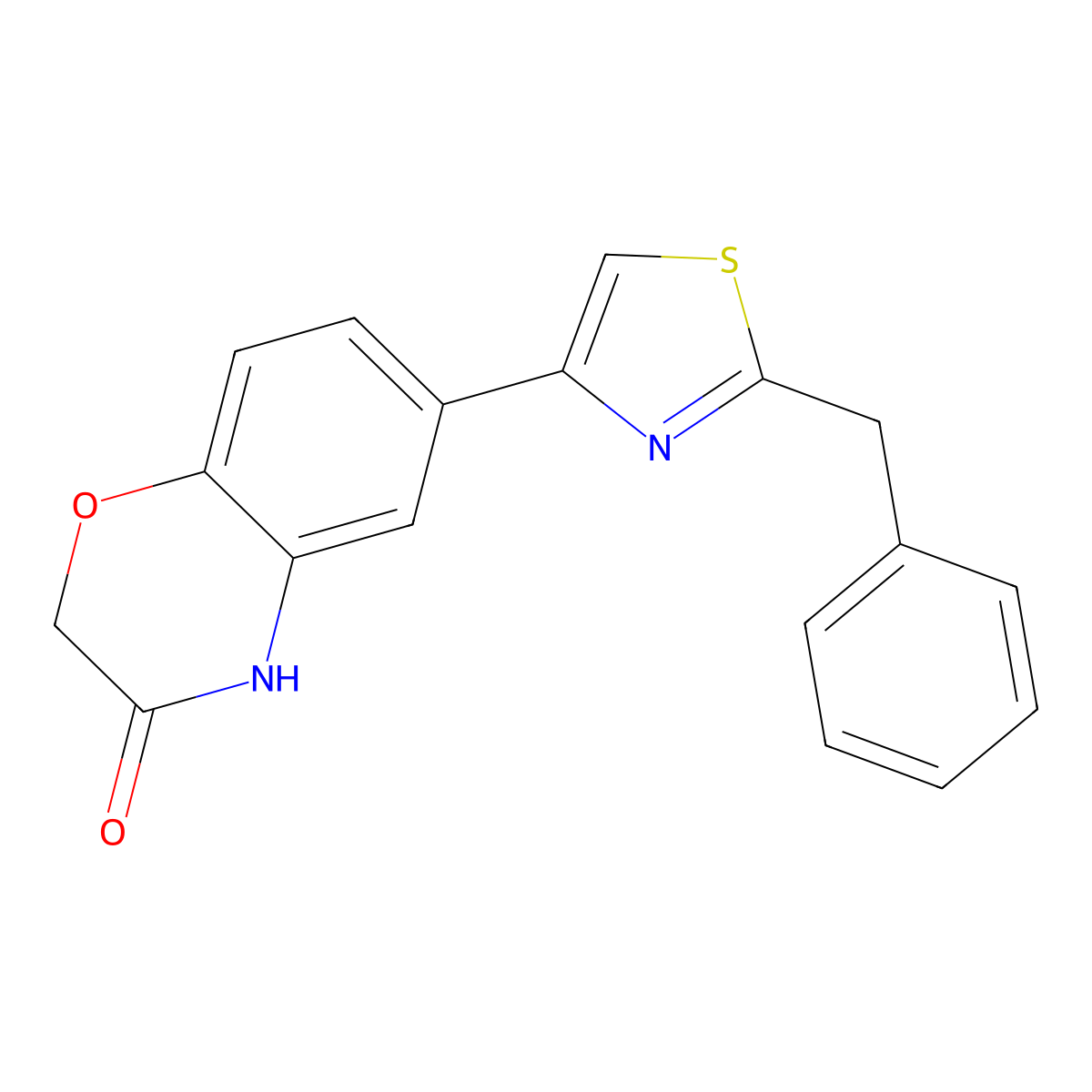 2H-1,4-Benzoxazin-3(4H)-one, 6-(2-(phenylmethyl)-4-thiazolyl)- molecular structure, CAS 114566-46-0