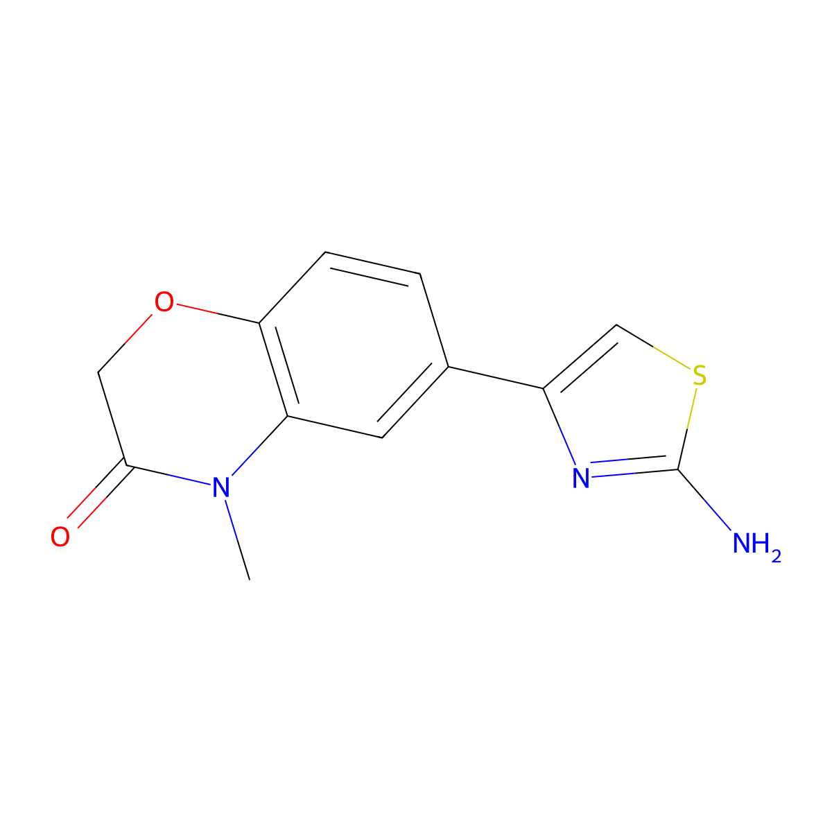 2H-1,4-Benzoxazin-3(4H)-one, 6-(2-amino-4-thiazolyl)-4-methyl- molecular structure, CAS 114566-60-8