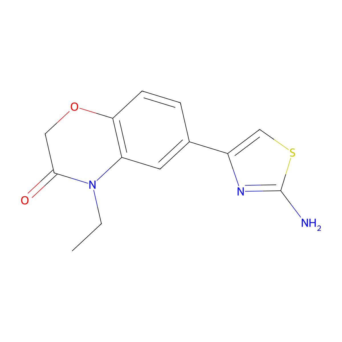 2H-1,4-Benzoxazin-3(4H)-one, 6-(2-amino-4-thiazolyl)-4-ethyl- molecular structure, CAS 114566-65-3