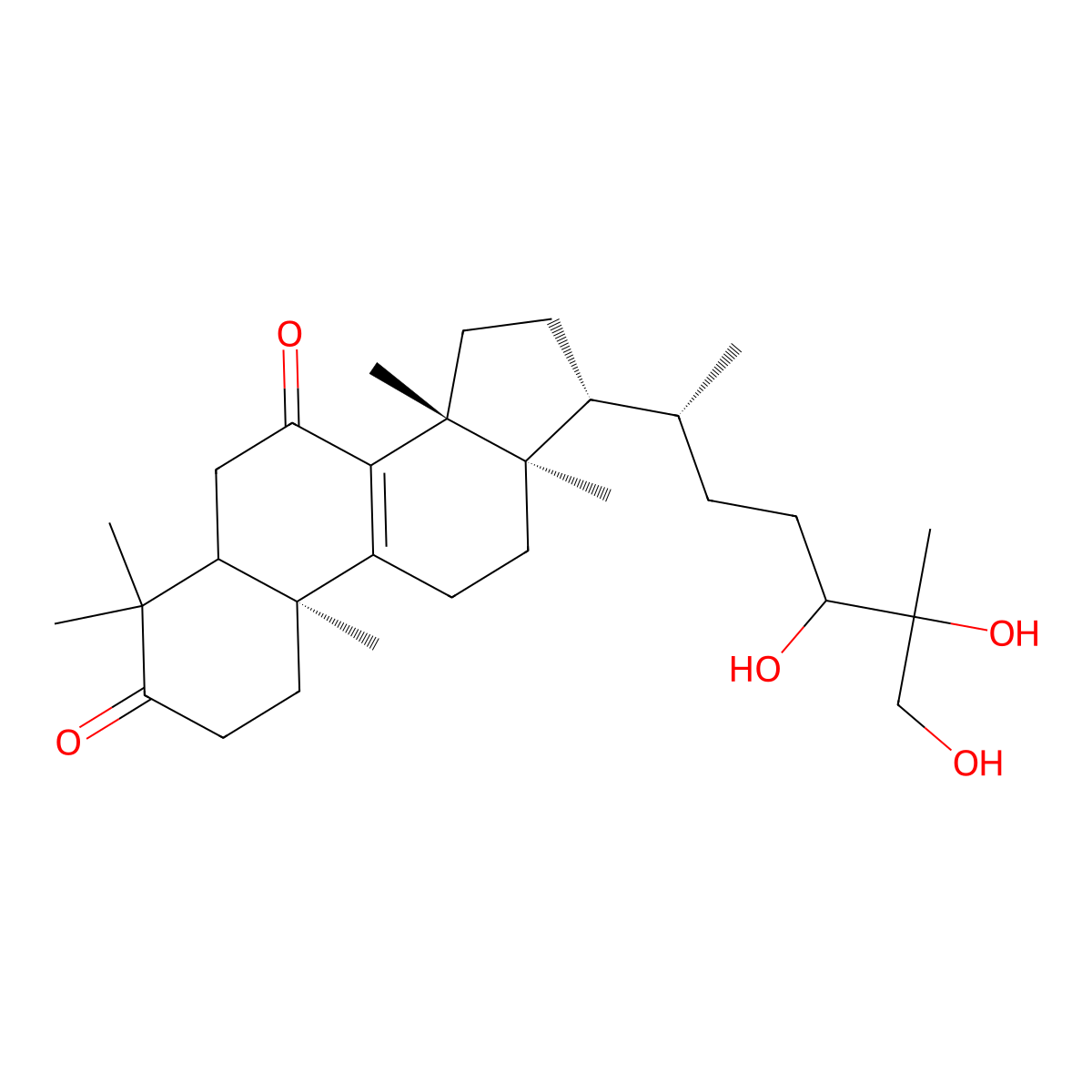 (10S,13R,14R,17R)-4,4,10,13,14-pentamethyl-17-[(2R)-5,6,7-trihydroxy-6-methylheptan-2-yl]-2,5,6,11,12,15,16,17-octahydro-1H-cyclopenta[a]phenanthrene-3,7-dione molecular structure, CAS 114567-45-2