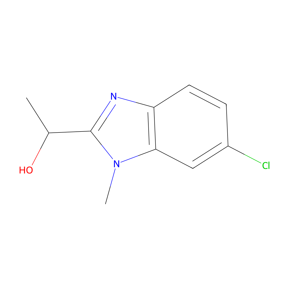 1-(6-chloro-1-methyl-1H-1,3-benzodiazol-2-yl)ethan-1-ol molecular structure, CAS 1145670-41-2
