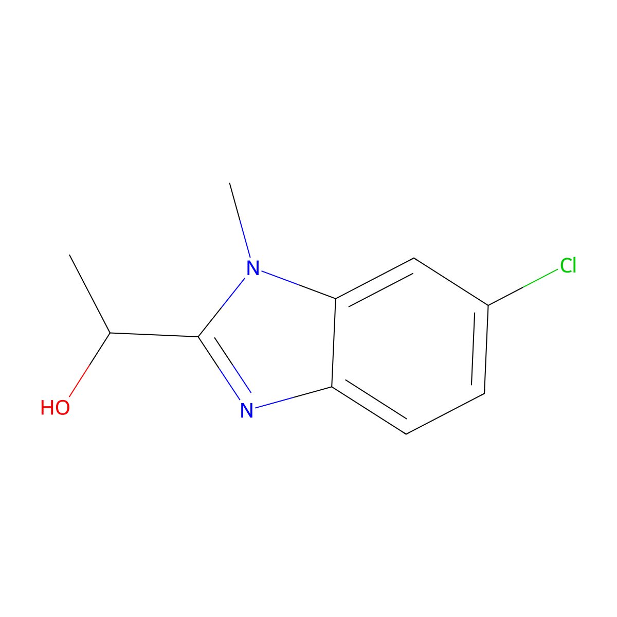 1-(6-chloro-1-methyl-1H-1,3-benzodiazol-2-yl)ethan-1-ol molecular structure, CAS 1145670-41-2