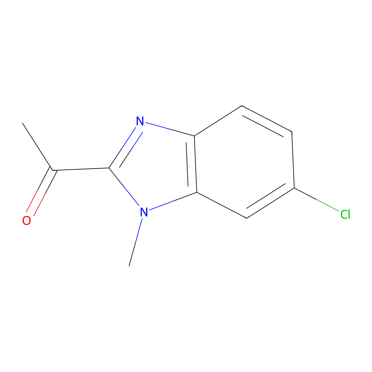 1-(6-chloro-1-methyl-1H-1,3-benzodiazol-2-yl)ethan-1-one molecular structure, CAS 1145670-42-3