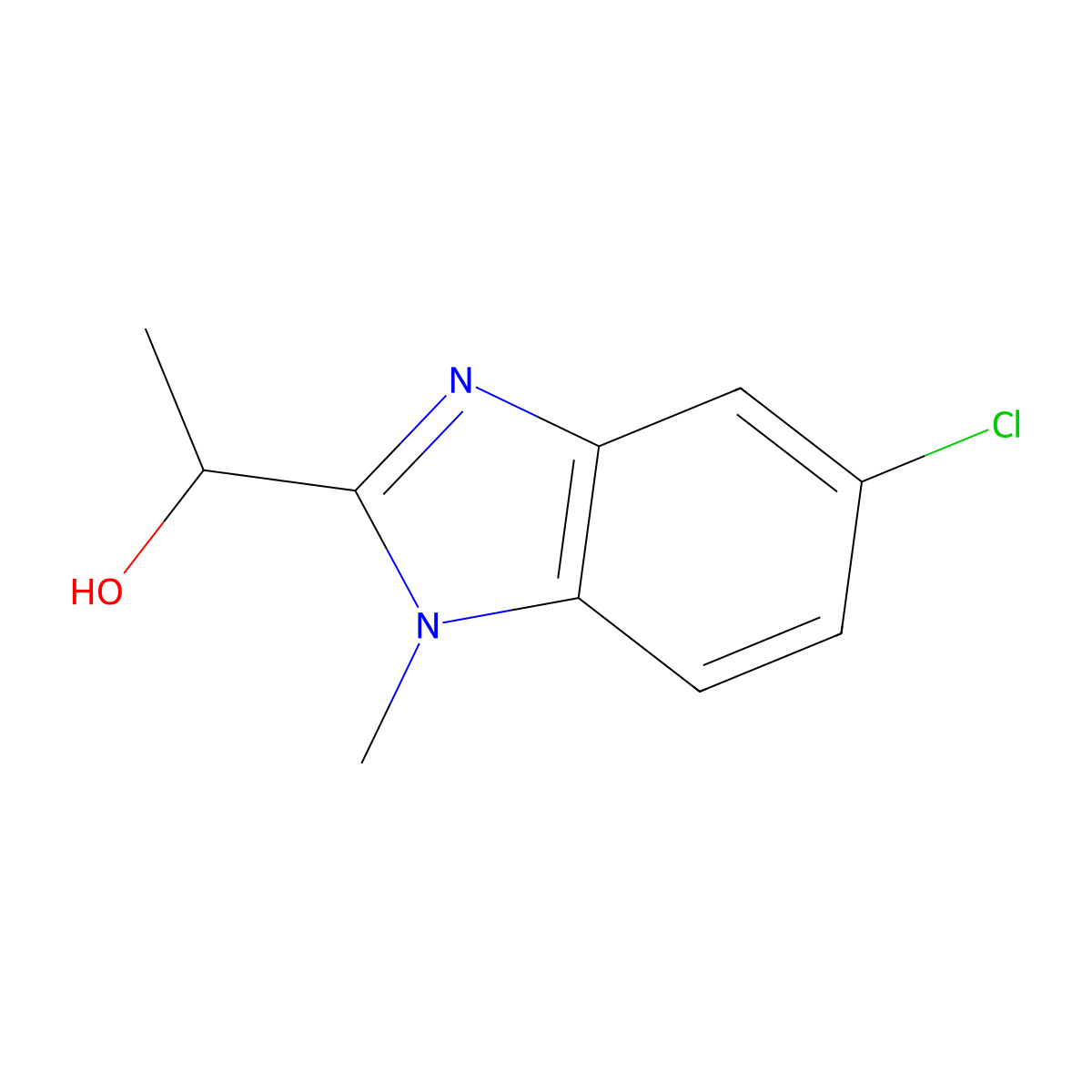 1-(5-chloro-1-methyl-1H-1,3-benzodiazol-2-yl)ethan-1-ol molecular structure, CAS 1145670-47-8