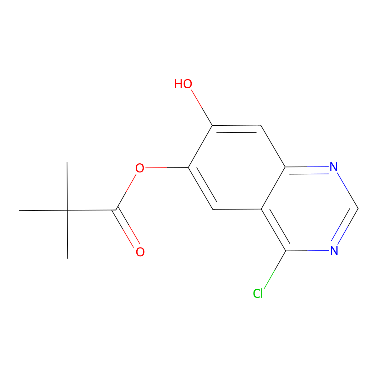 4-Chloro-7-hydroxyquinazolin-6-yl pivalate molecular structure, CAS 1145671-38-0