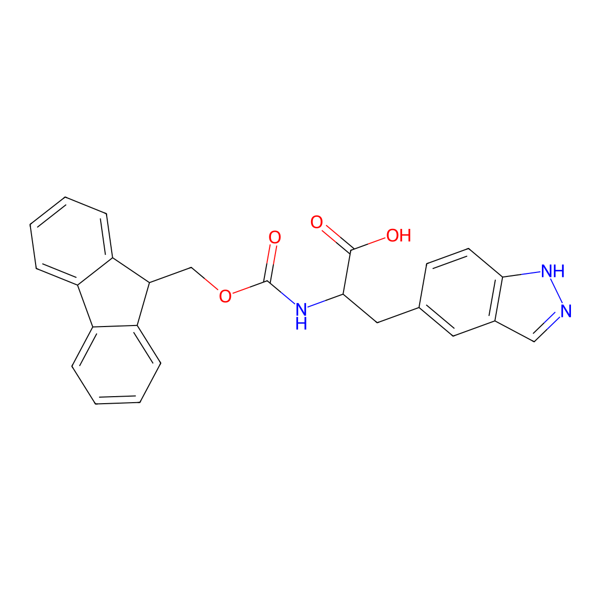 2-{[(9H-fluoren-9-ylmethoxy)carbonyl]amino}-3-(1H-indazol-5-yl)propanoic acid molecular structure, CAS 1145678-35-8